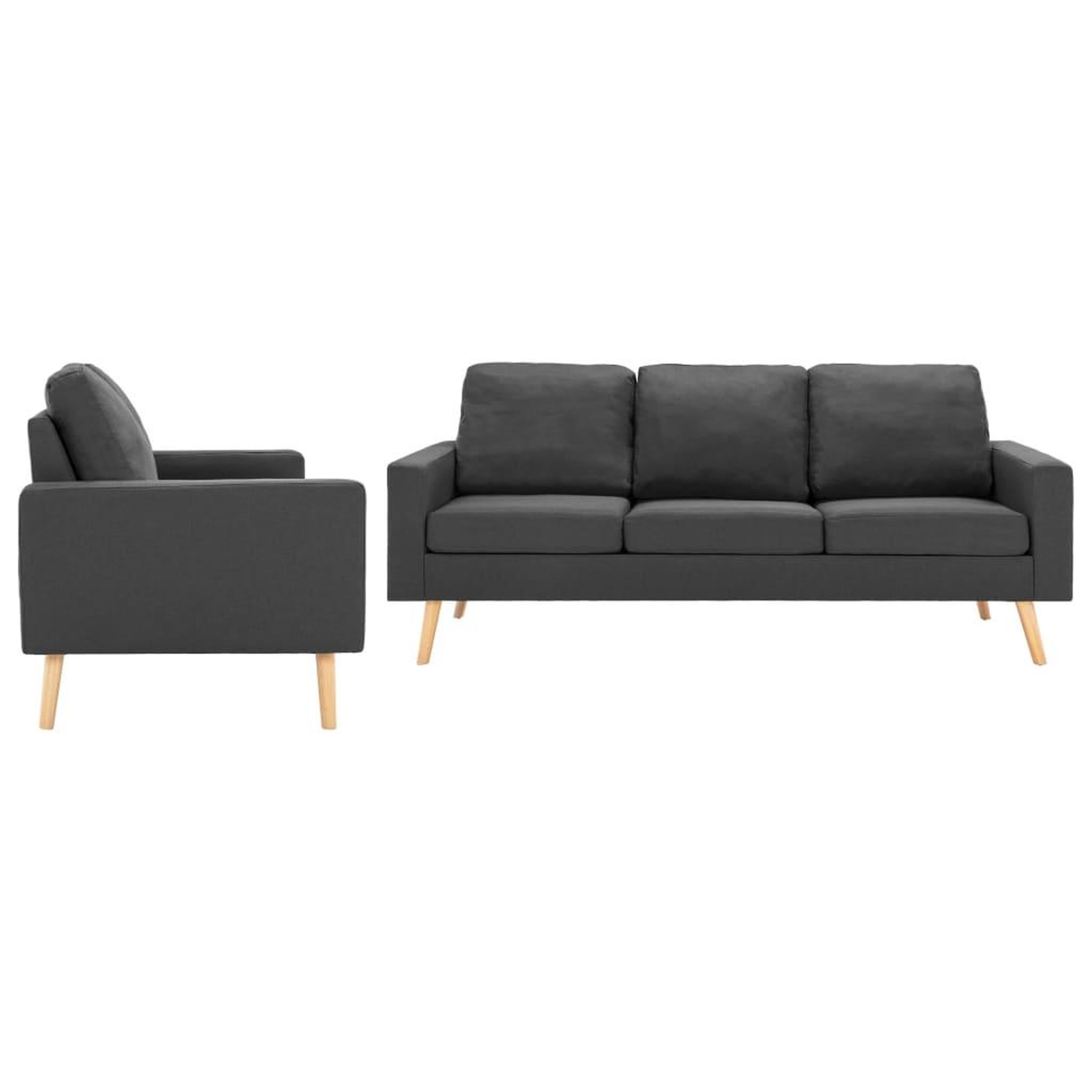Voir la diapositive 1 : VIDAXL Ensemble de canapes 2 pcs Tissu Gris fonce