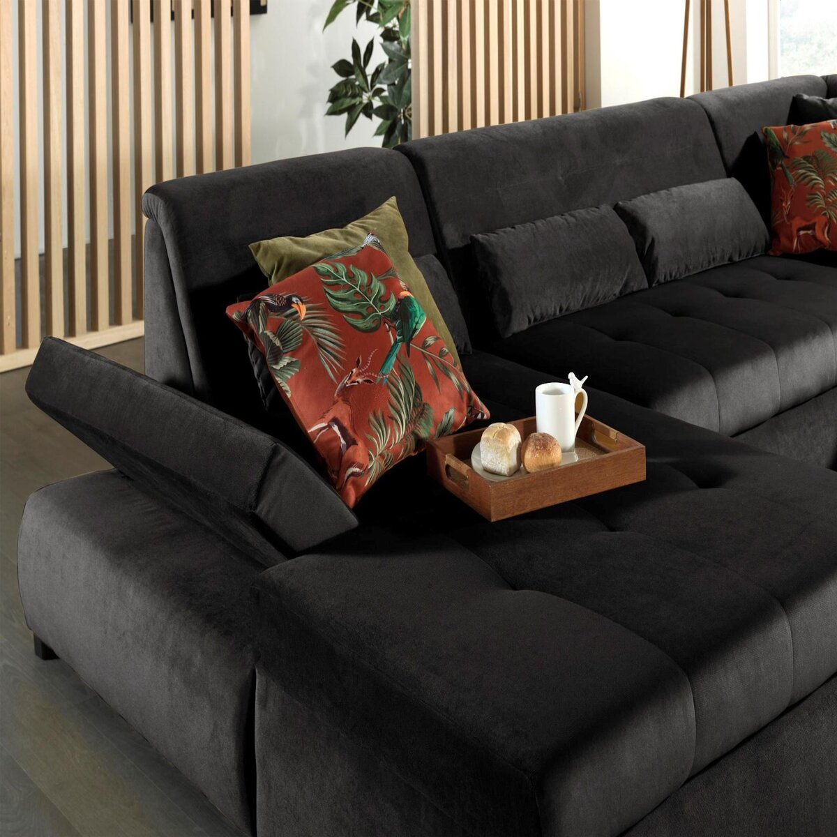 LISA DESIGN Vermont - canapé panoramique d'angle droit - 7 places - xxl - en velours