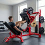 Voir la diapositive 6 : HOMCOM Presse à cuisses leg press machine pro 455kg compatible disques 25/50mm noir rouge