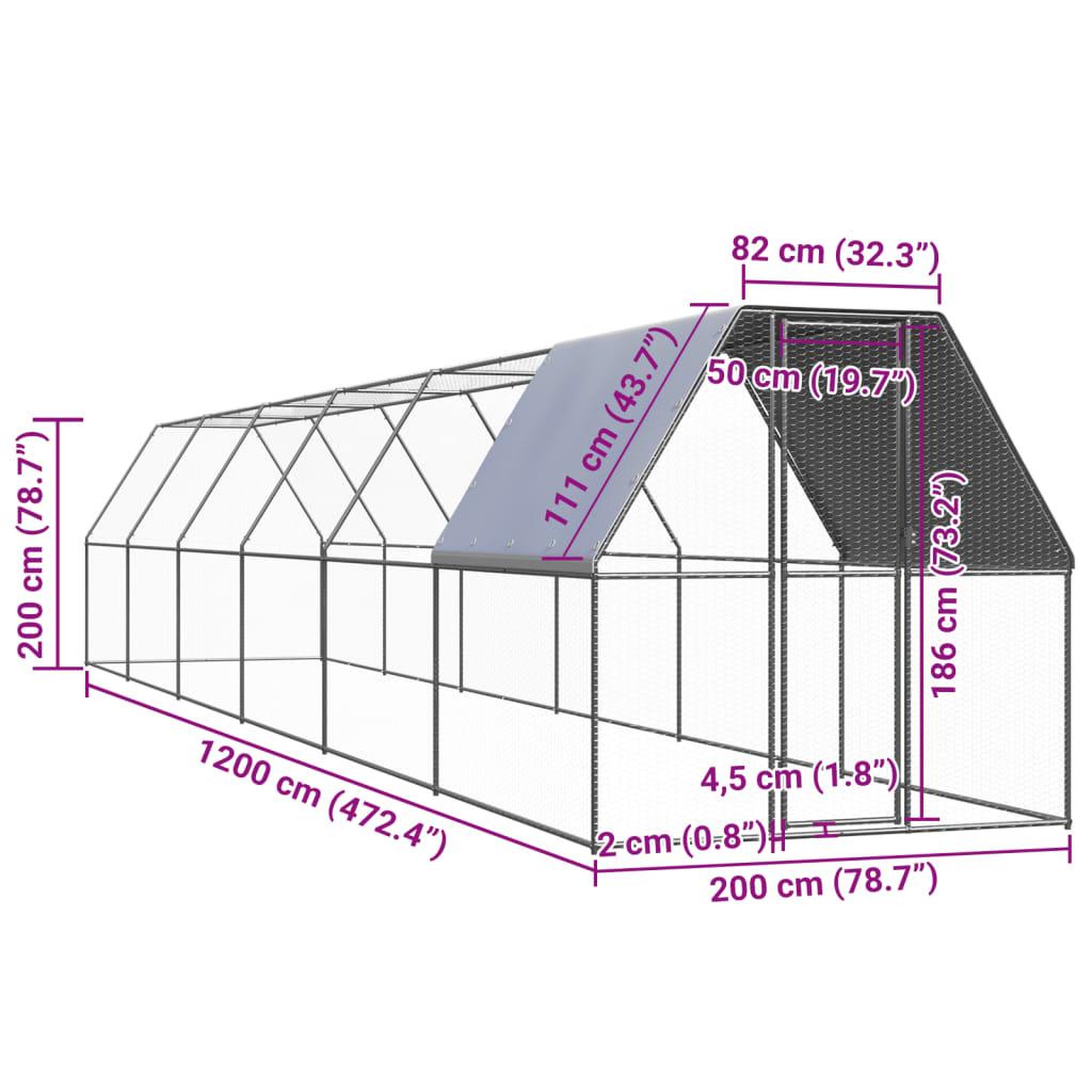 Voir la diapositive 6 : VIDAXL Poulailler d'exterieur 2x12x2 m Acier galvanise