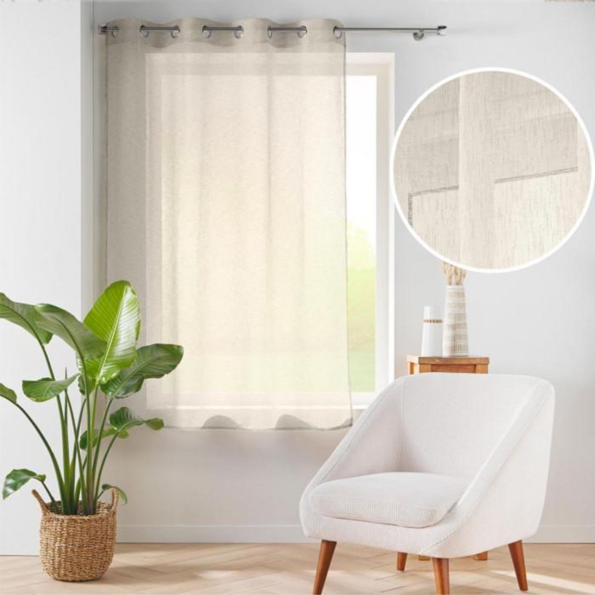 Paris Prix Rideau Voilage à Œillets  Carlin  140x180cm Lin