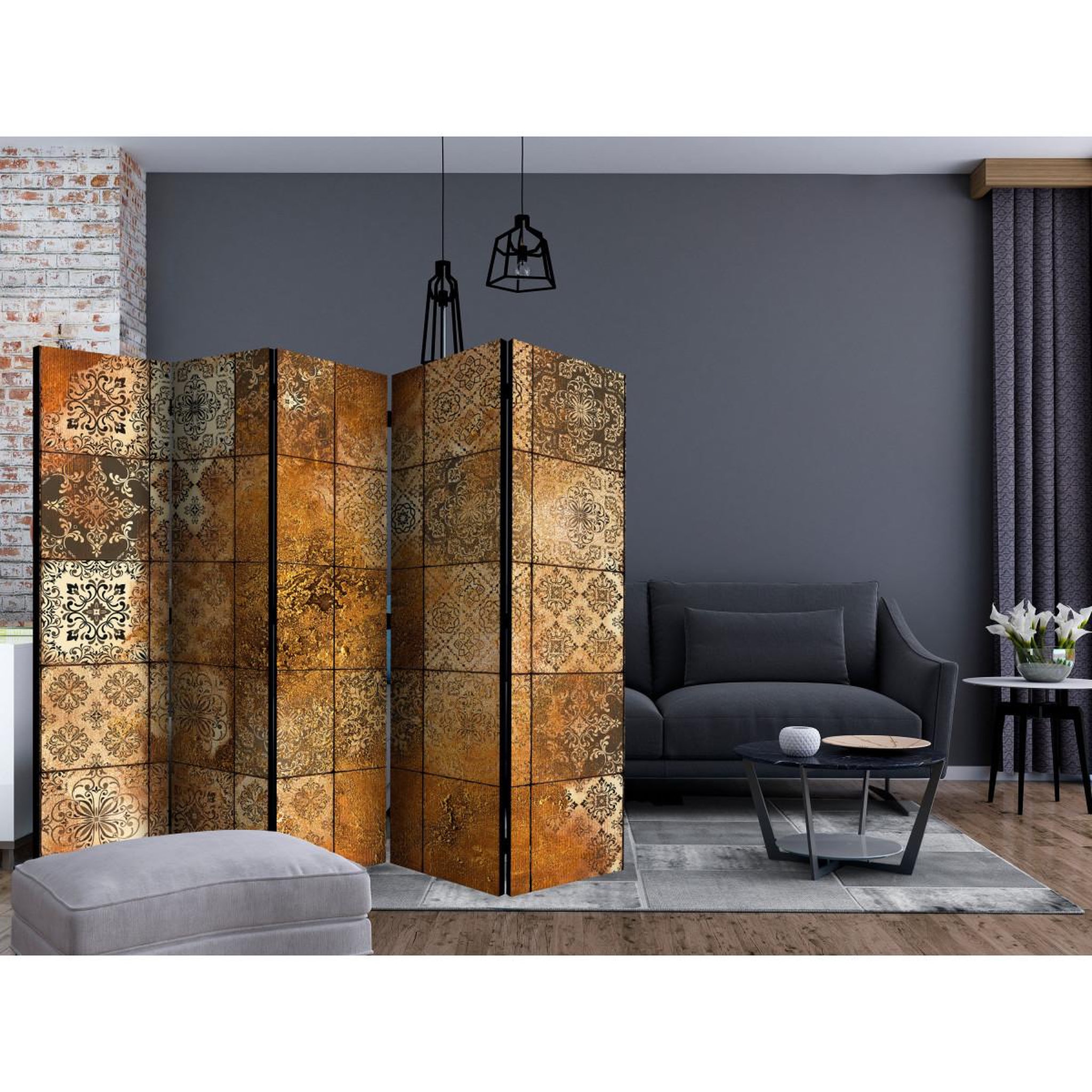 Voir la diapositive 2 : Paris Prix Paravent 5 volets  old tiles  172x225cm