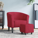 VIDAXL Chaise cabriolet avec repose-pied rouge bordeaux velours