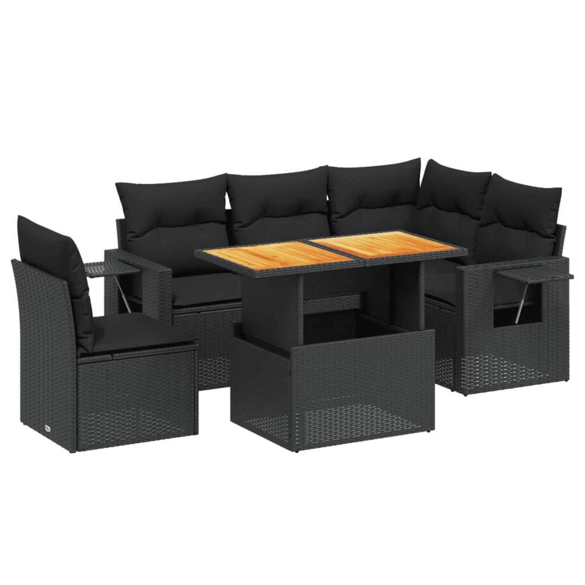 Voir la diapositive 2 : VIDAXL Salon de jardin 6 pcs avec coussins noir resine tressee