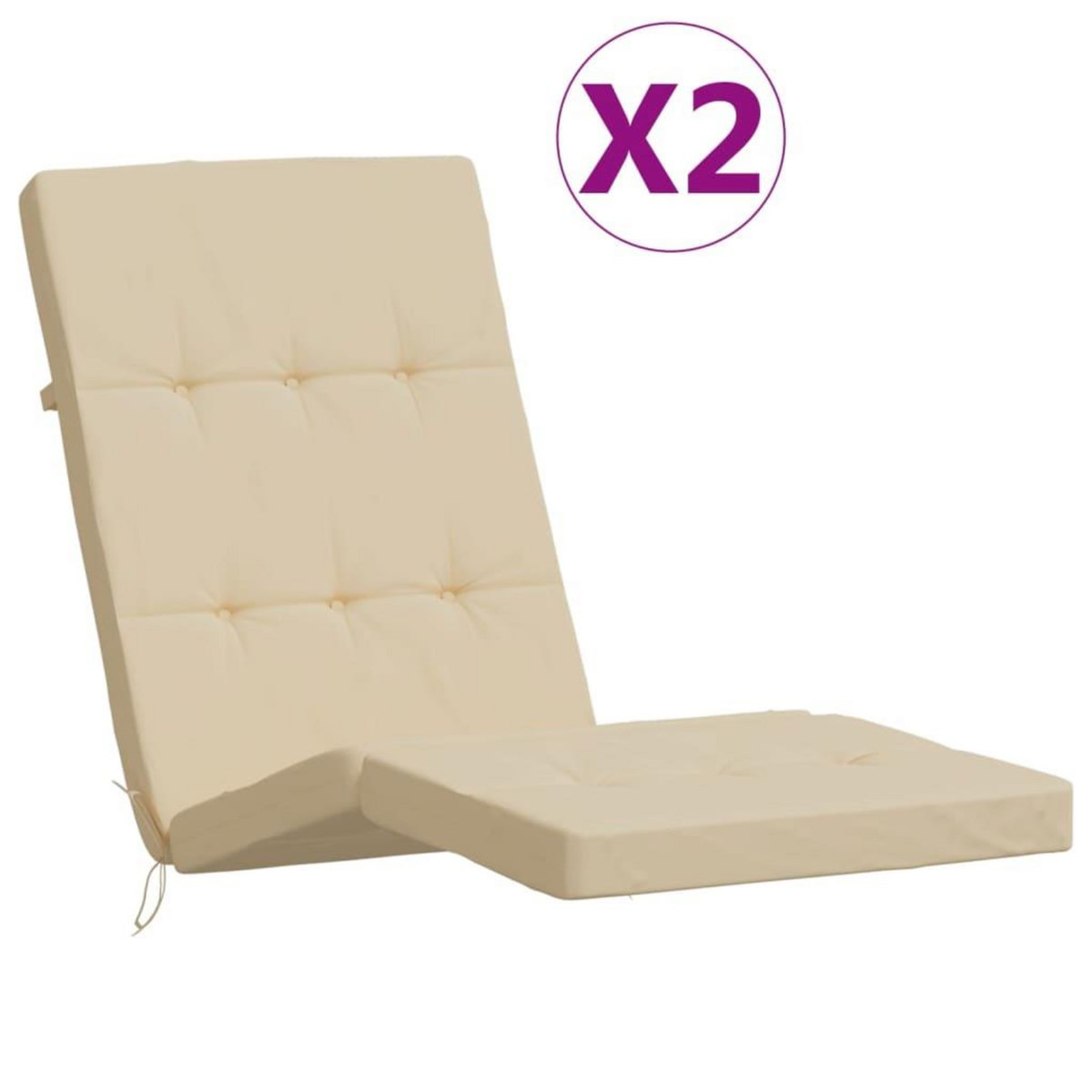 VIDAXL Coussins de chaise longue lot de 2 beige tissu oxford