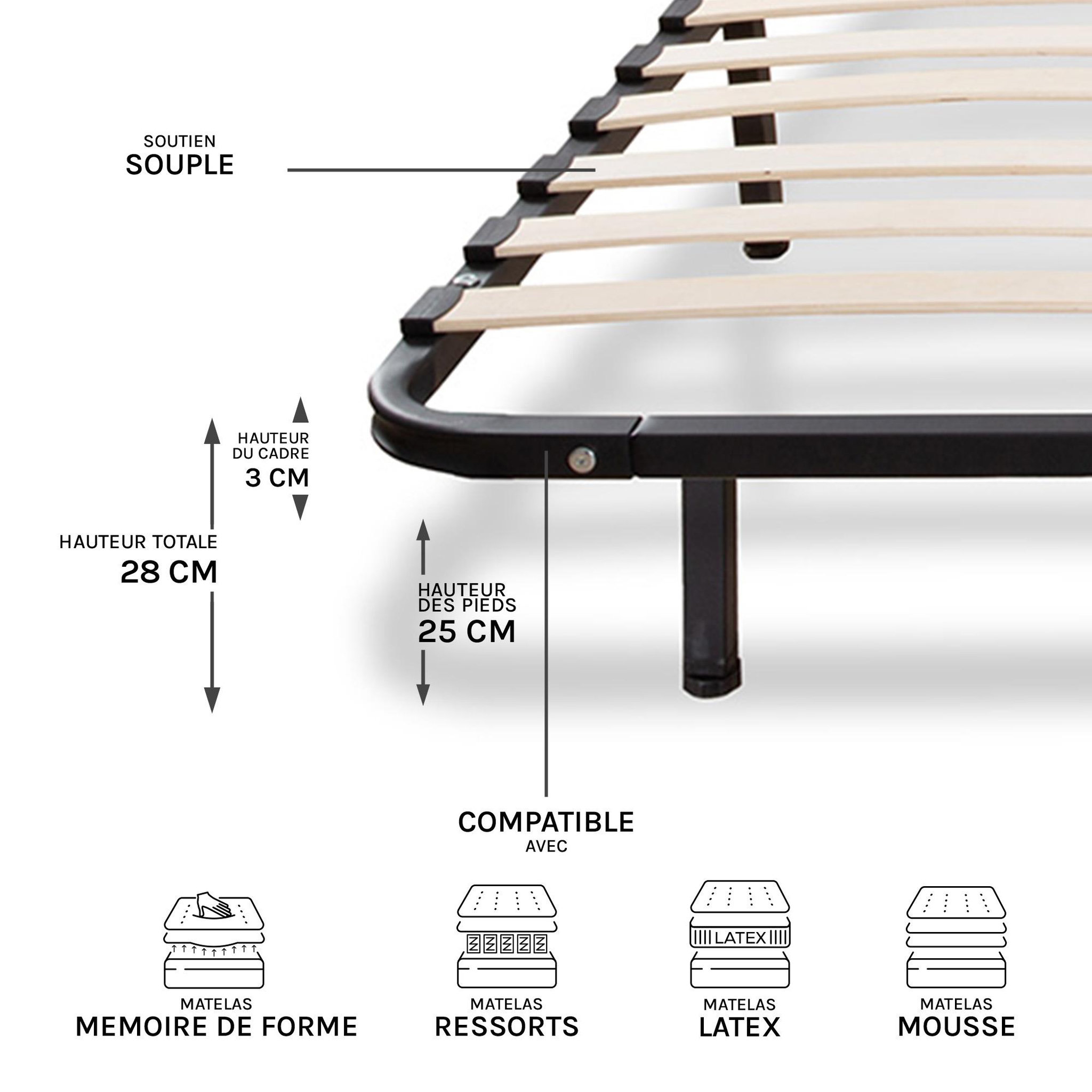 Voir la diapositive 2 : OLYMPE LITERIE Olympe literie | ensemble egio | matelas latex like + sommier métal