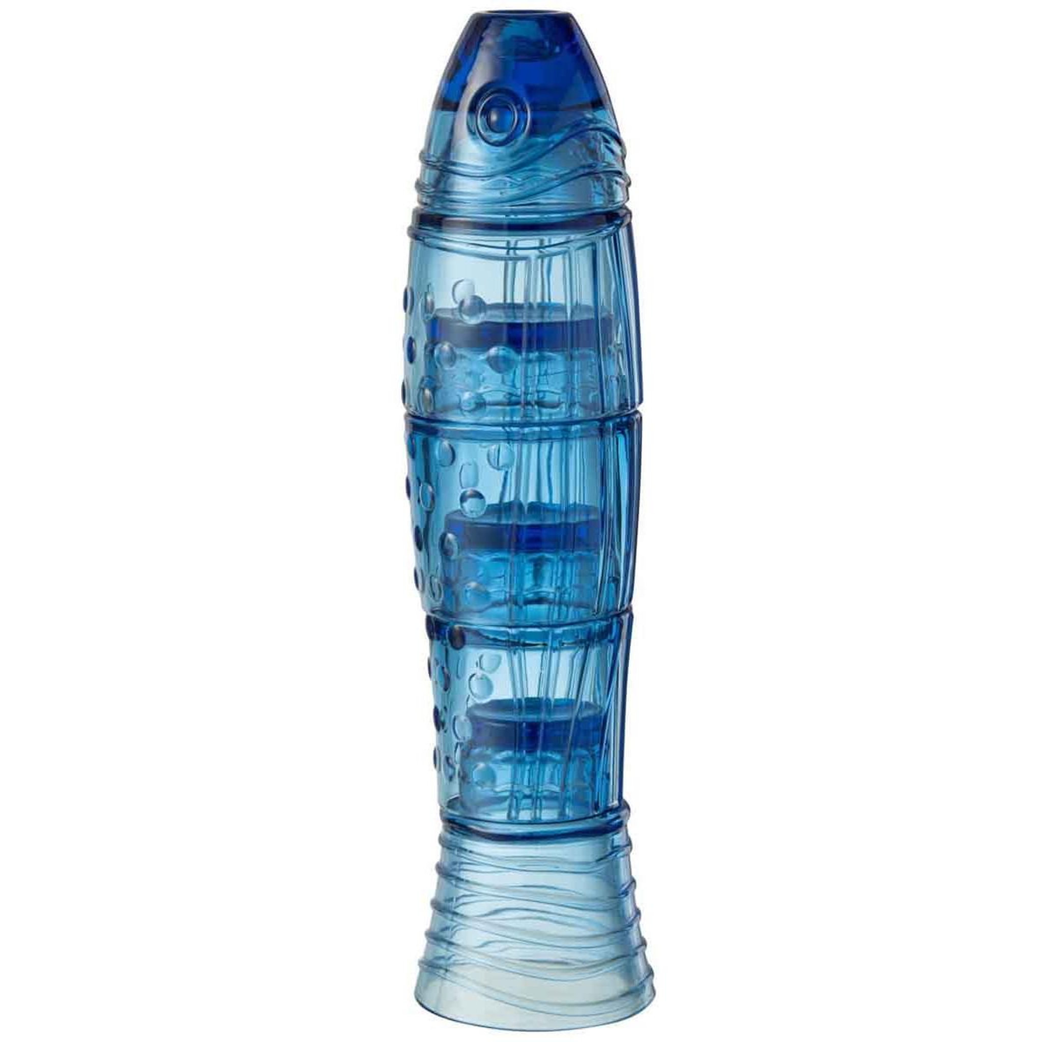 J-LINE Lot de 4 verres design  poisson  36cm bleu