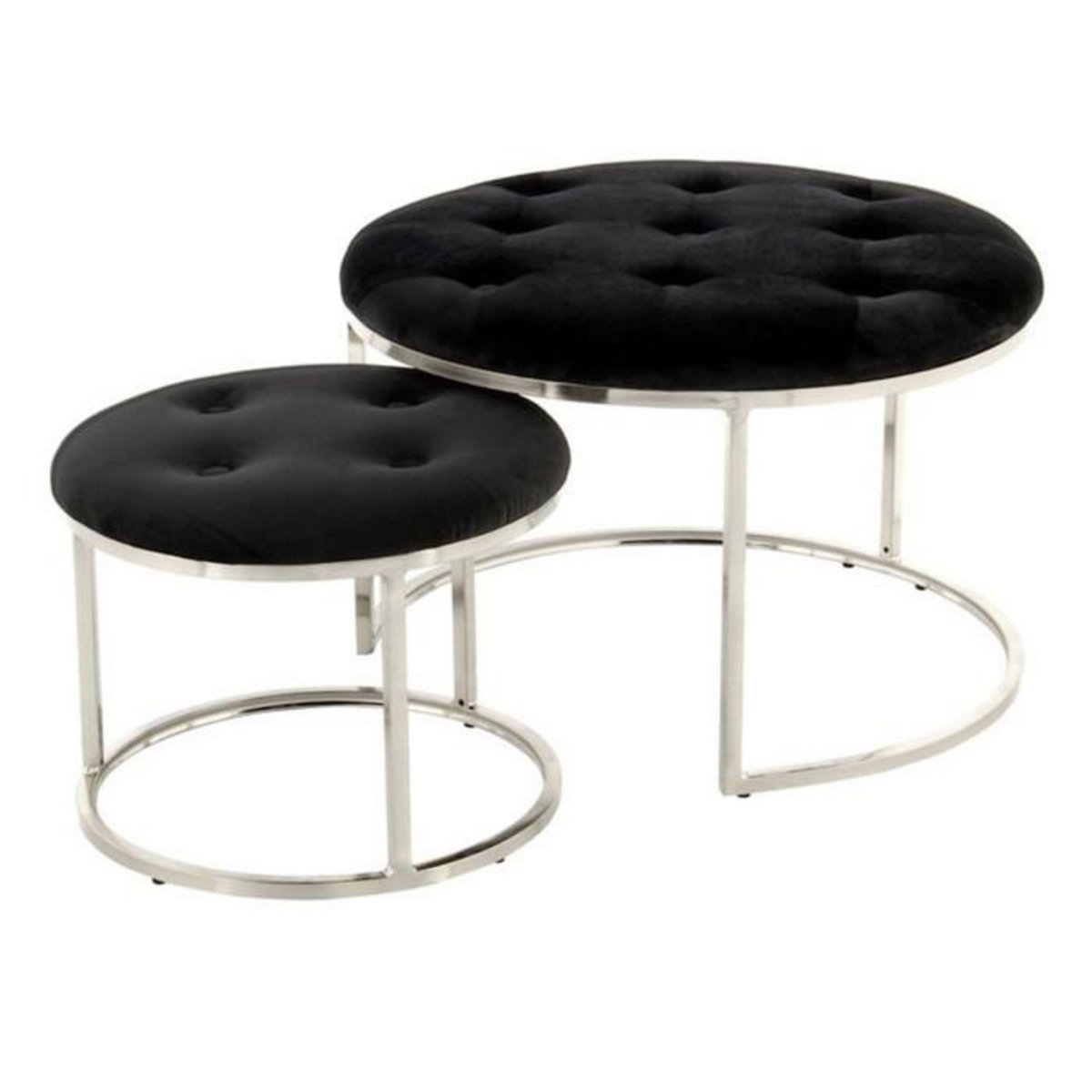 Paris Prix Lot de 2 Tabourets  Becky  60cm Noir & Argent