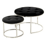 Paris Prix Lot de 2 Tabourets  Becky  60cm Noir & Argent