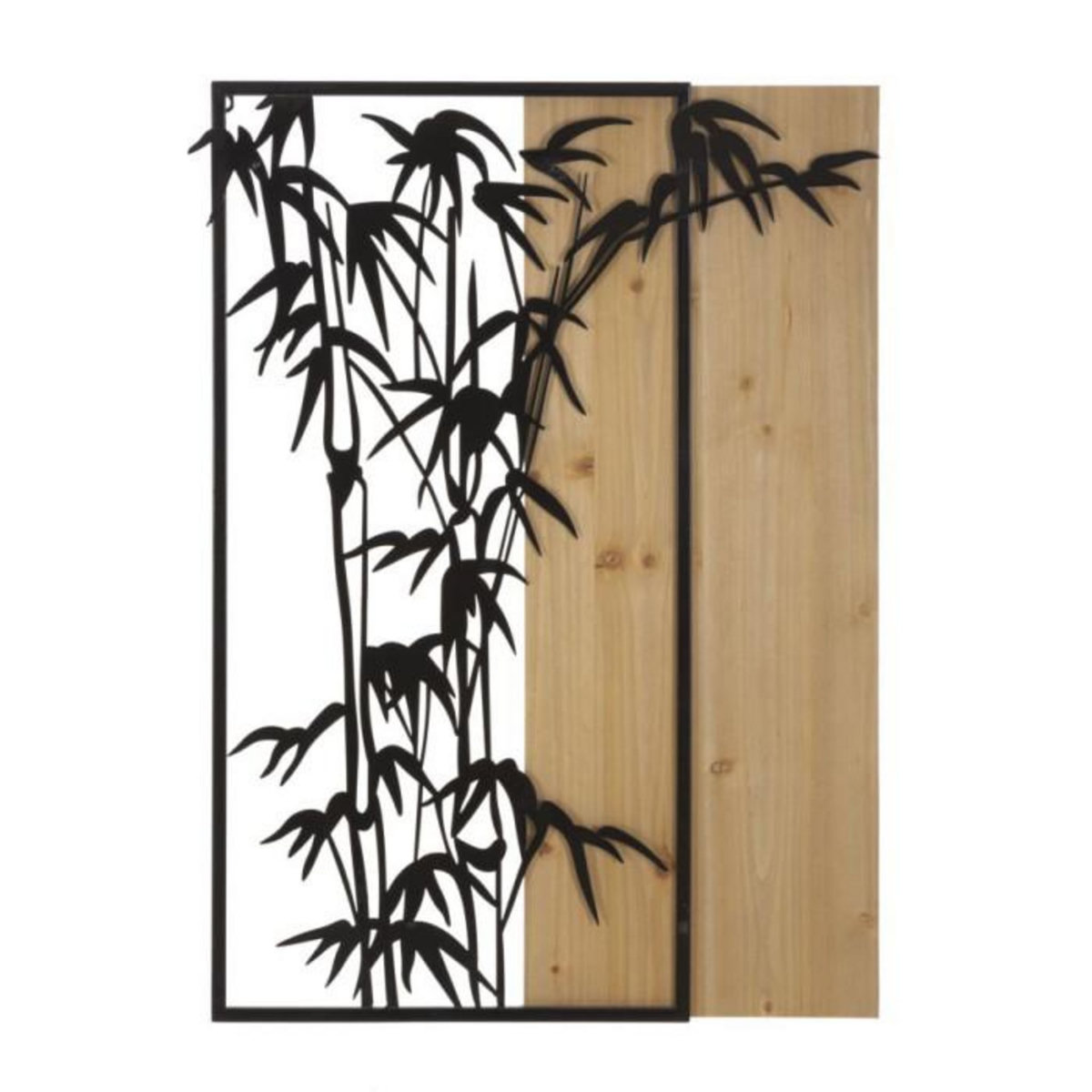 Paris Prix Décoration Murale Encadrée  Bambou  80cm Noir & Naturel
