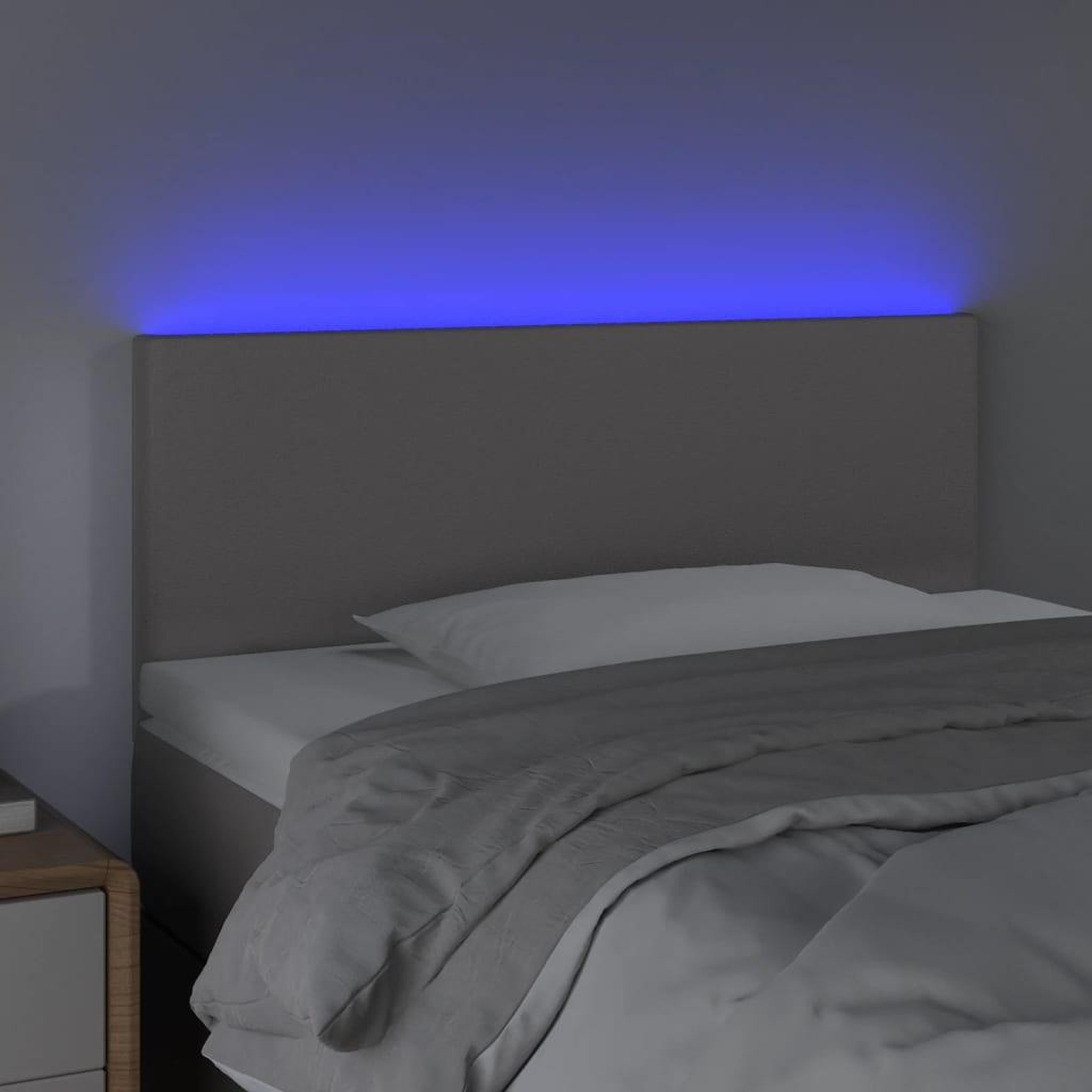 Voir la diapositive 3 : VIDAXL Tete de lit a LED Gris 90x5x78/88 cm Similicuir
