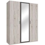 MARKET24 Armoire de chambre - ADRIA - Chene cendré / Gris foncé - 3 portes battantes - 1 miroir - L165,6 x P54,2 x H210,5 cm