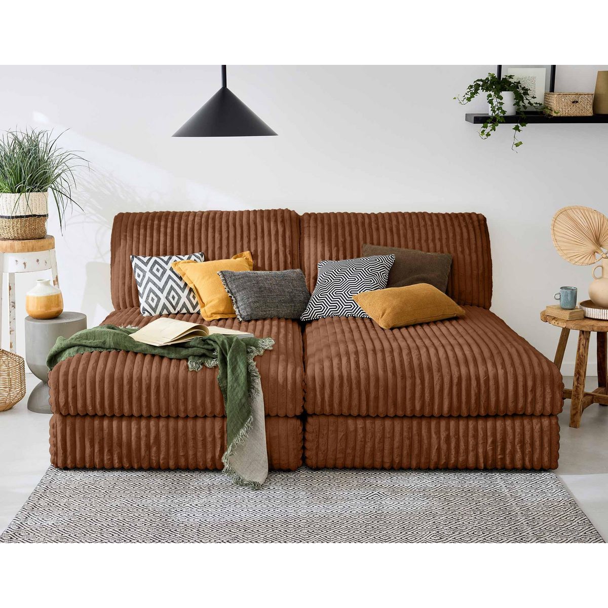 LISA DESIGN Jasper - module méridienne - en fausse fourrure côtelée