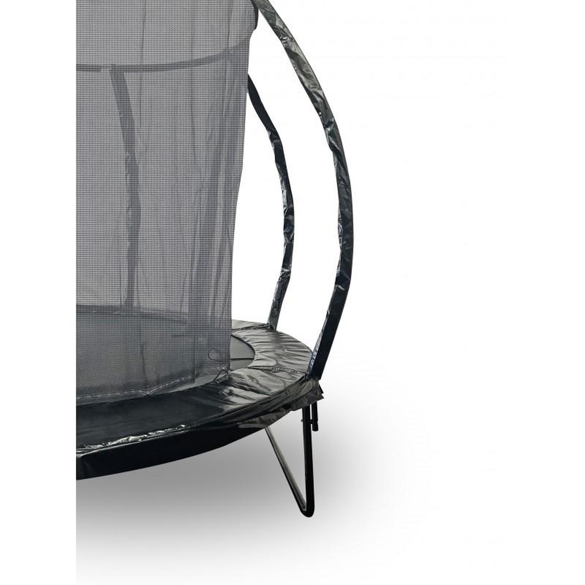 Voir la diapositive 5 : JUMP4FUN Trampoline 8Ft ø244cm noire avec Echelle, Protection et Filet de sécurité