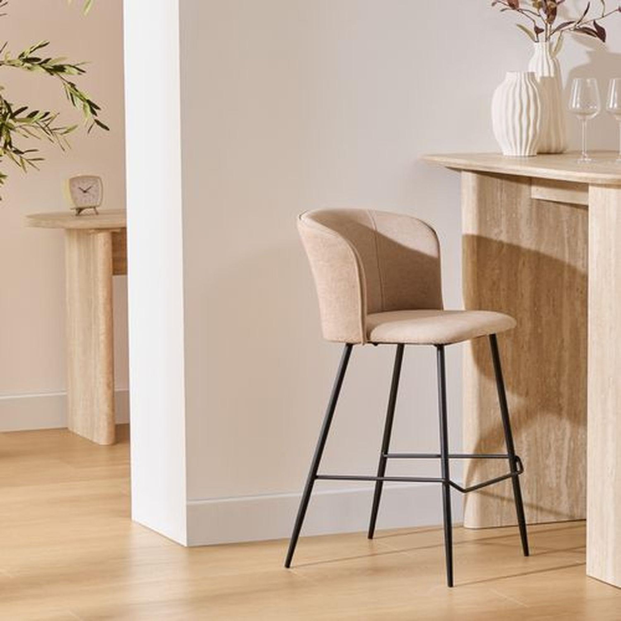 Voir la diapositive 2 : TOILINUX Lot de 2 tabourets de bar jasny - beige