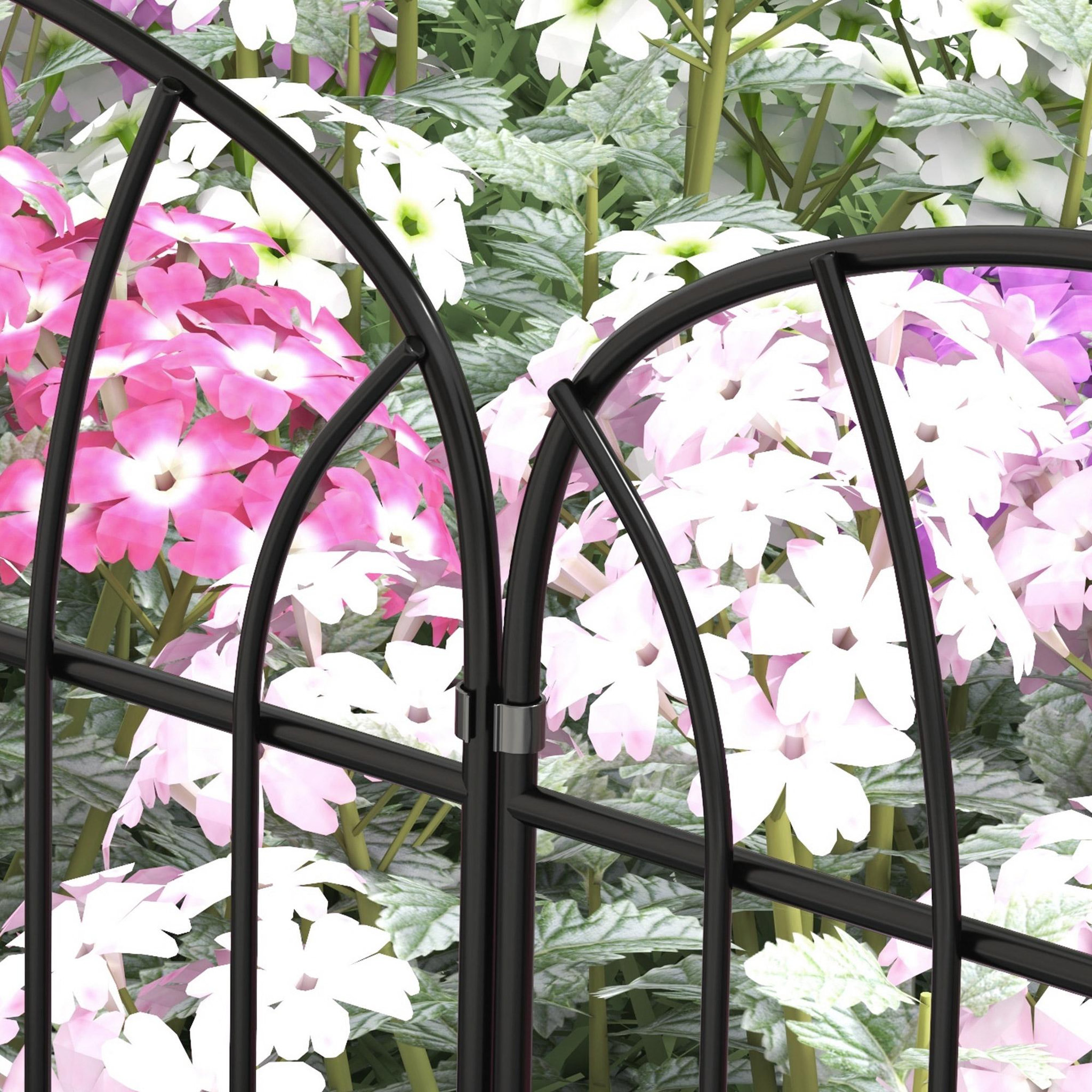 Voir la diapositive 5 : OUTSUNNY Lot de 8 clôtures de jardin décoratives avec ornements métal noir