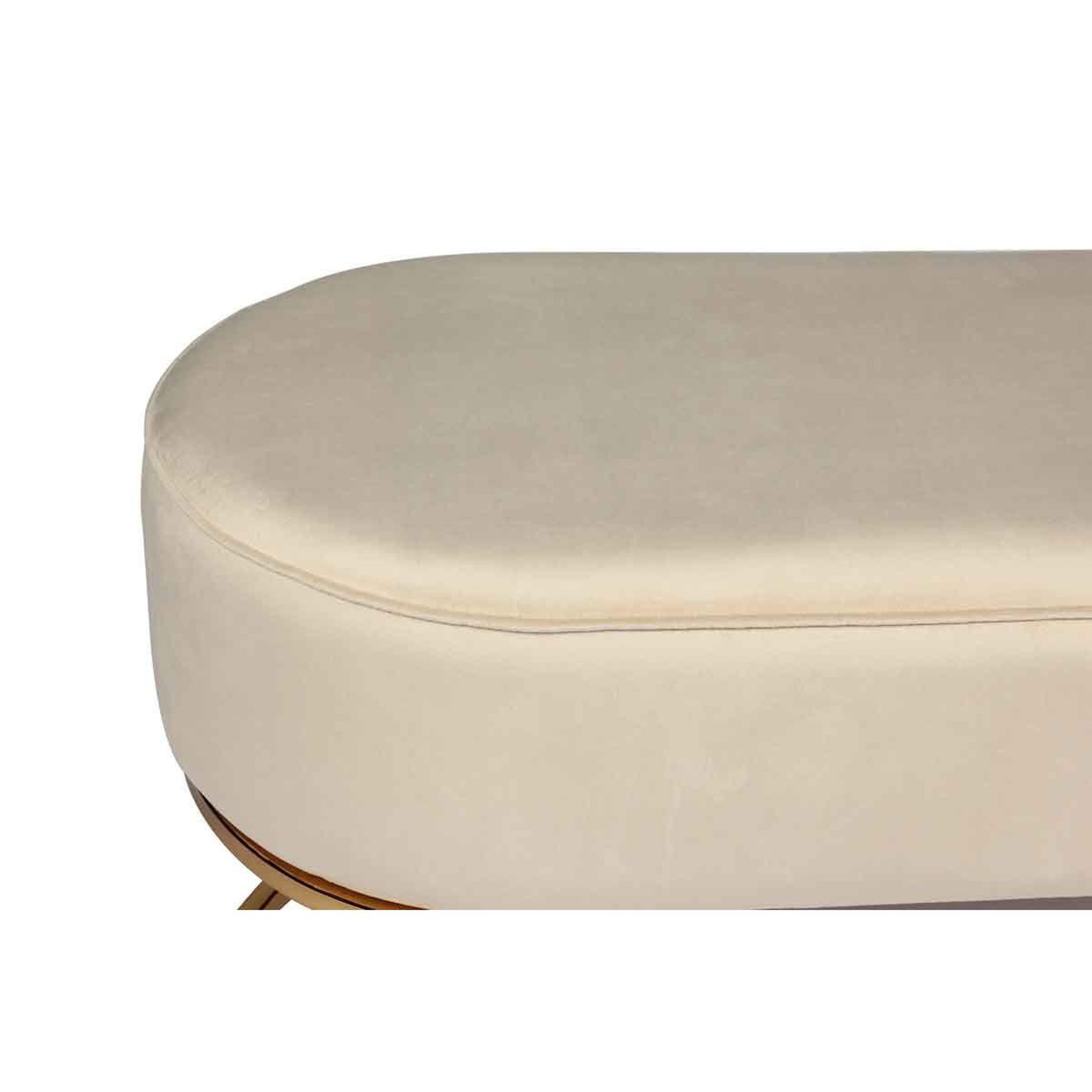 Voir la diapositive 6 : Paris Prix Banc Design en Velours  Pera  105cm Crème & Or
