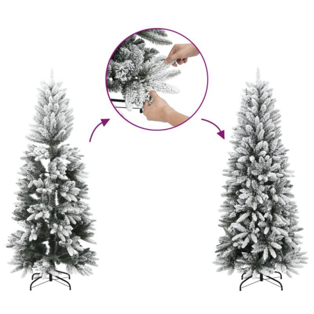 VIDAXL Sapin de Noël artificiel mince avec neige floquée 210 cm PVC PE