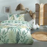 FUTURE HOME Parure de lit 2 personnes feuillage réversible. Coloris disponibles : Vert