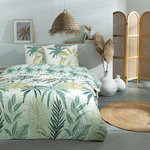FUTURE HOME Parure de lit 2 personnes feuillage réversible. Coloris disponibles : Vert
