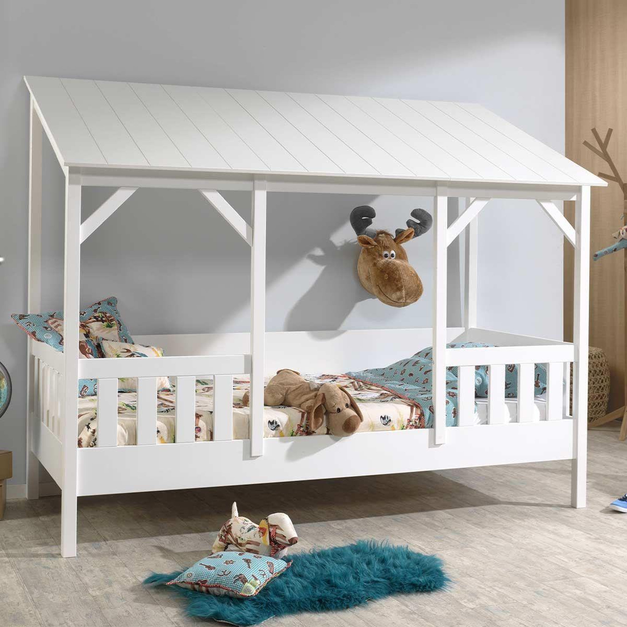 Paris Prix Pack - lit cabane enfant & sommier  housebed iii  90x200cm blanc