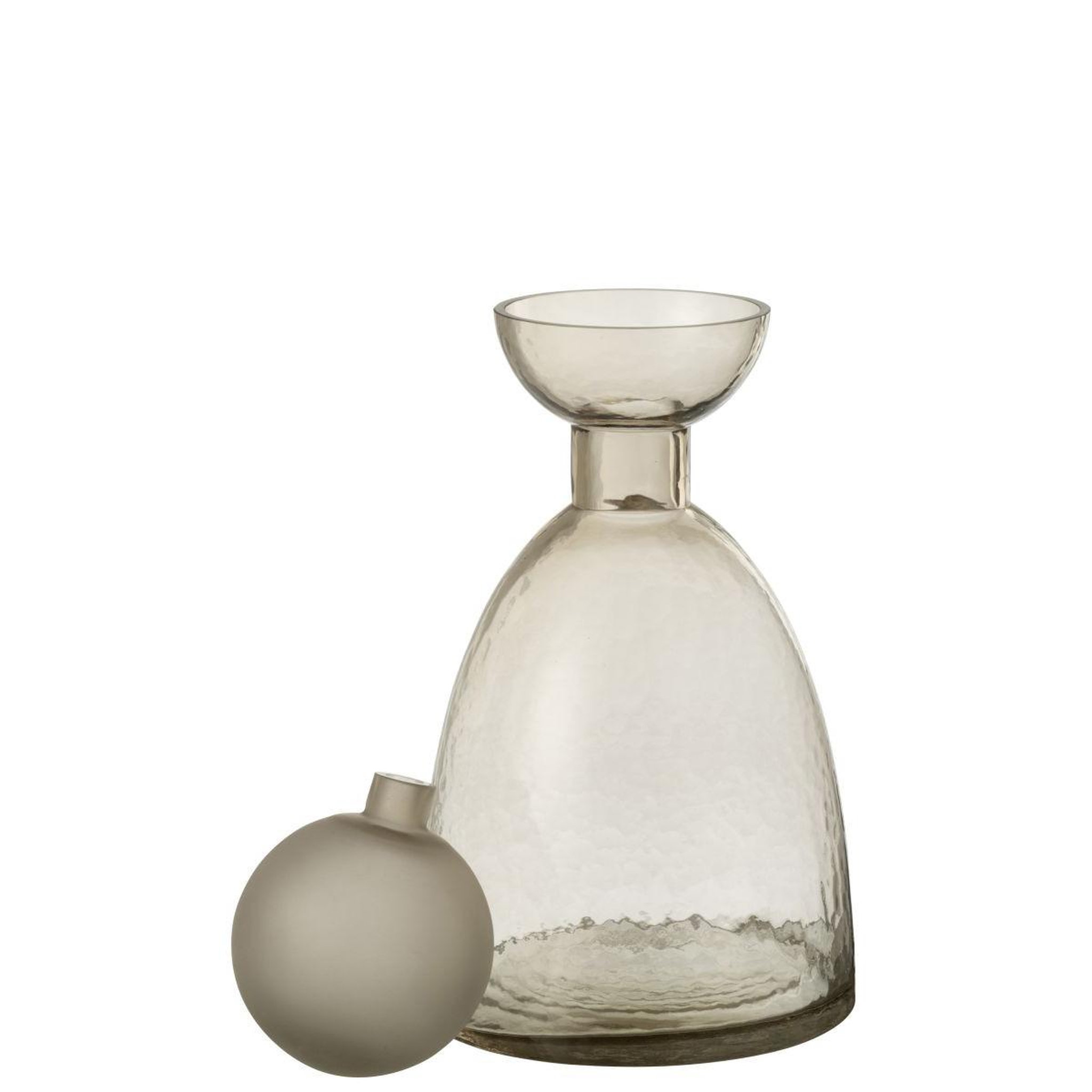 Voir la diapositive 2 : J-LINE Vase bouteille bouchon en verre  yoko  34cm grège