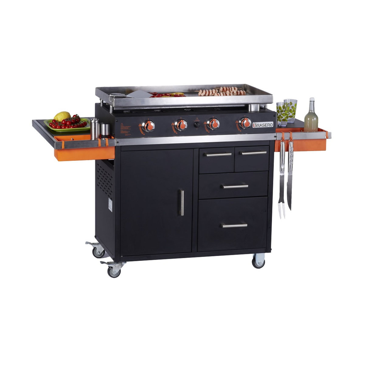 BRASERO Cusine d'extérieur plancha gaz 4 brûleurs BENITA