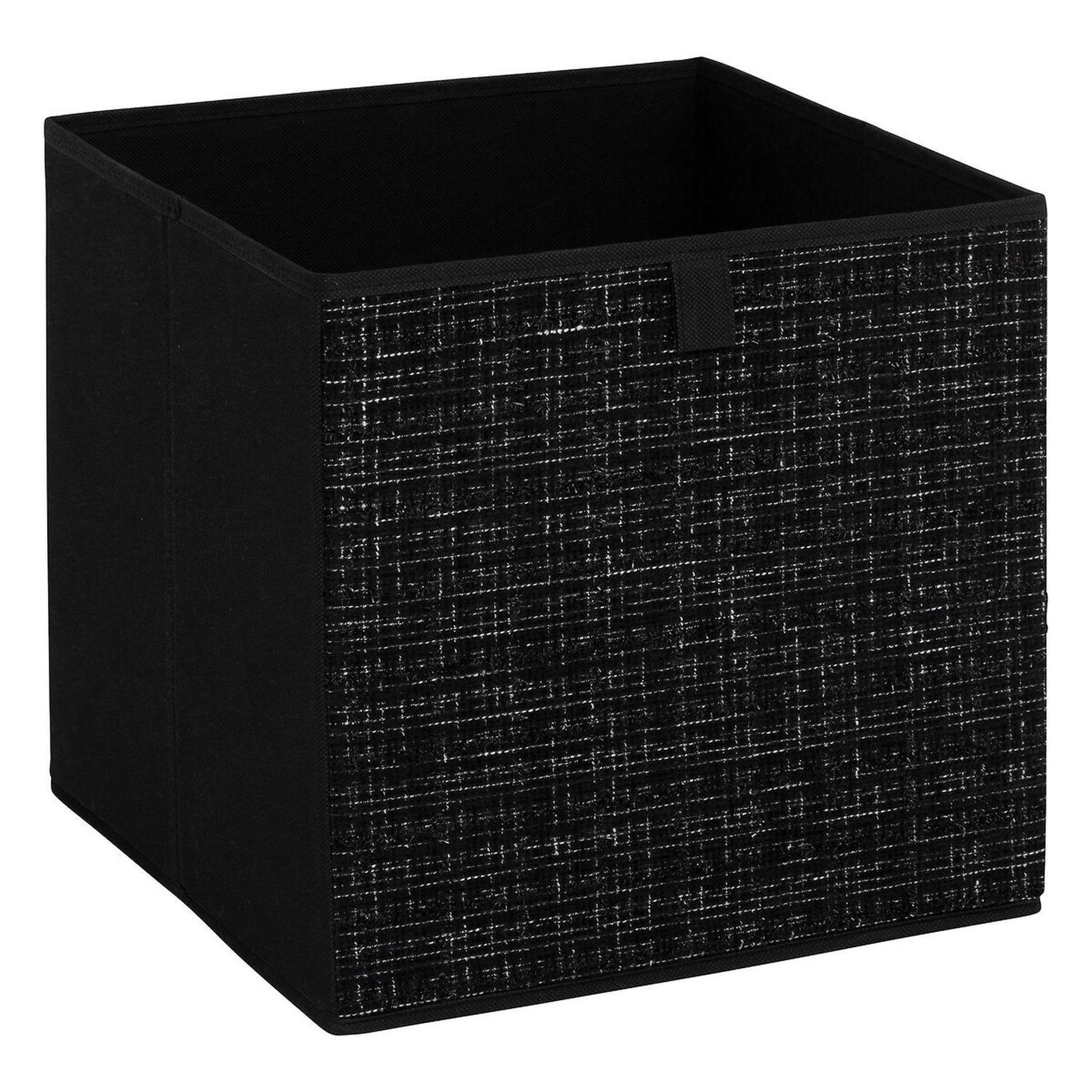 Voir la diapositive 2 : TOILINUX Lot de 2 boites de rangement tweed - l. 31 x l.31 x h. 31 cm - noir