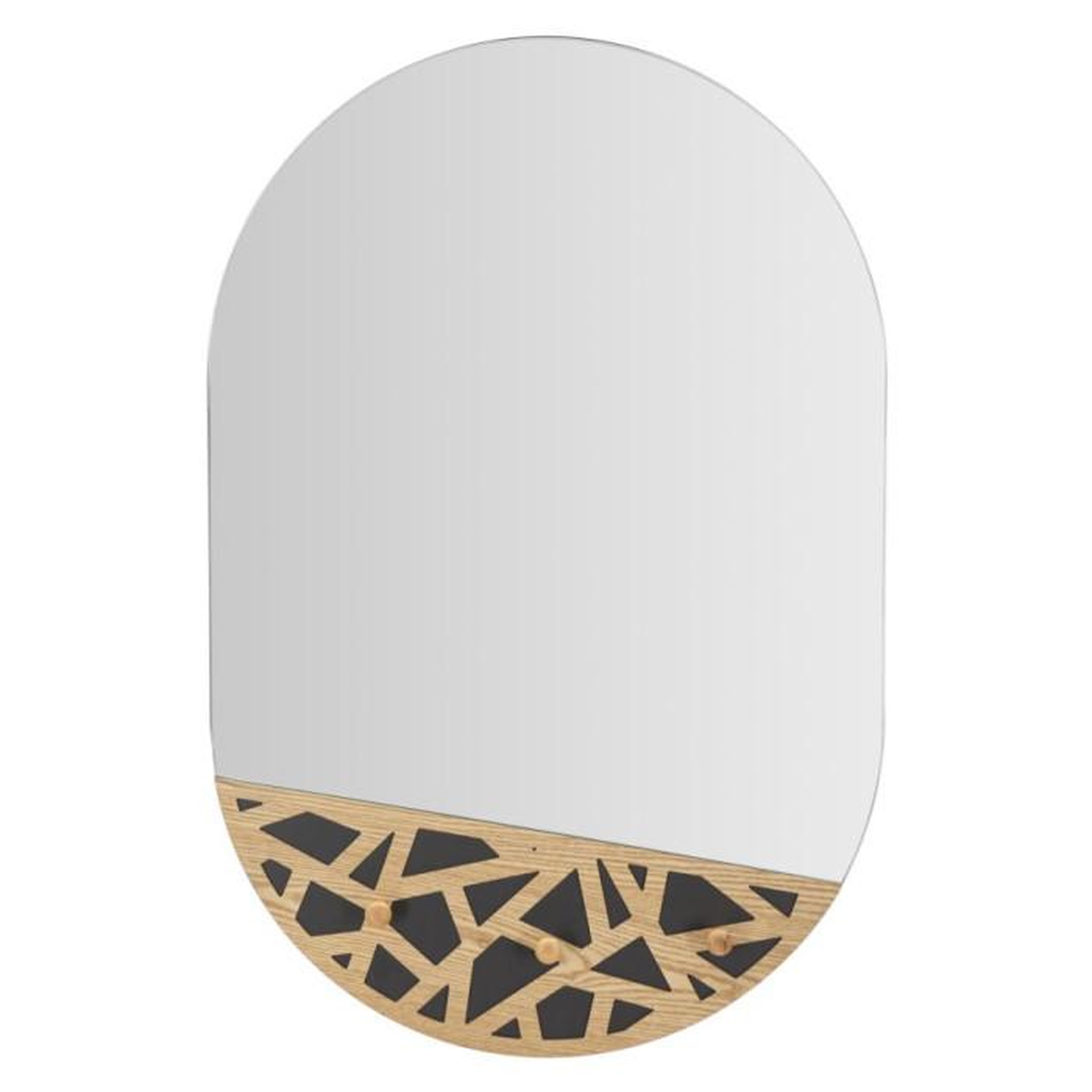 Paris Prix Miroir Mural Avec 3 Crochets  Triangle  90cm Naturel & Noir
