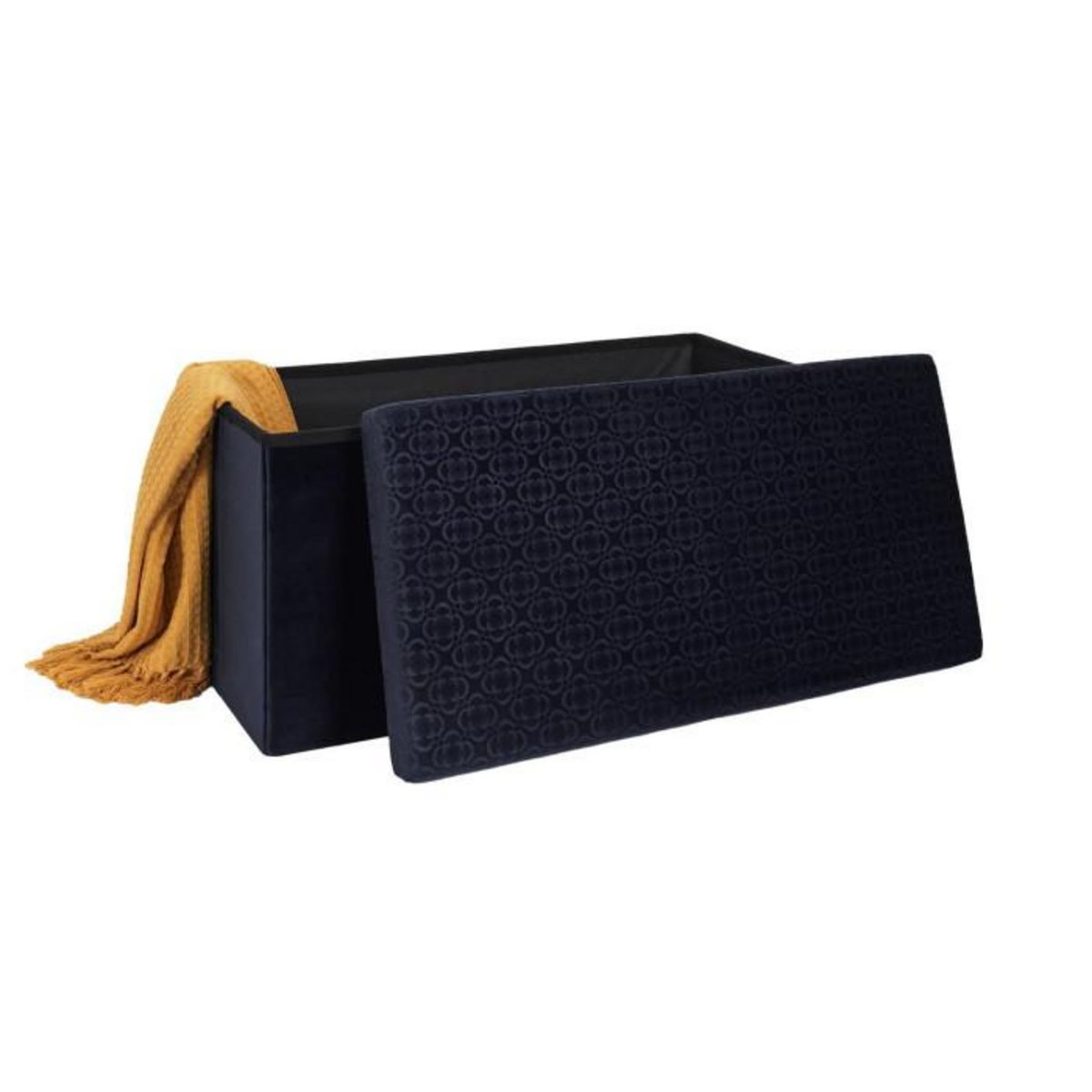 Paris Prix Banc Pliable & Coffre  Rétro  76cm Bleu Nuit