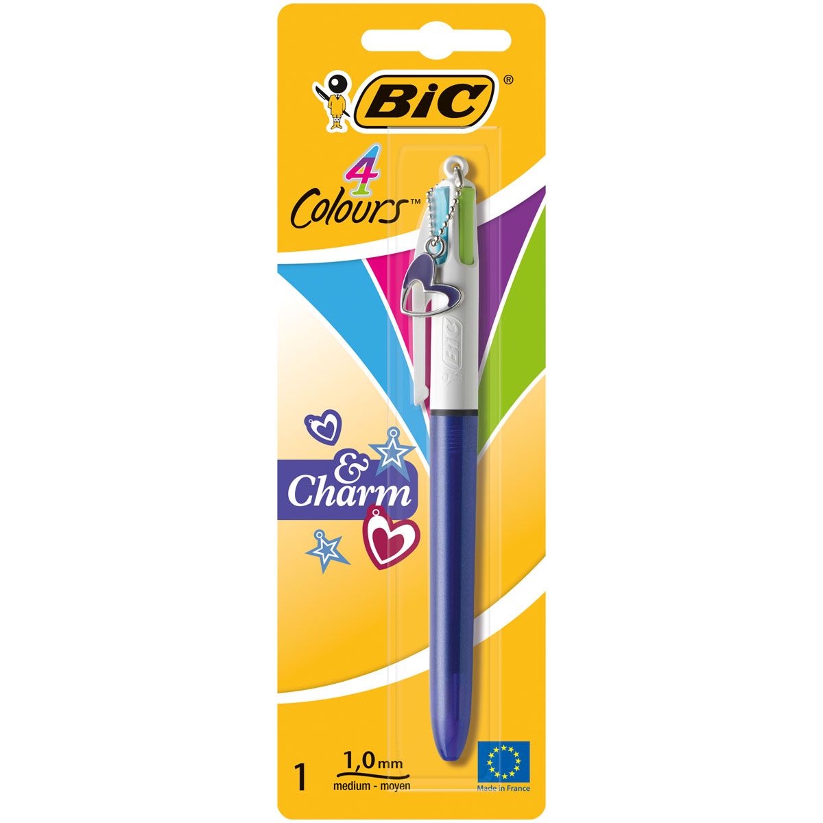 BIC Stylo bille 4 colours Charm pointe moyenne - assortiment fantaisie
