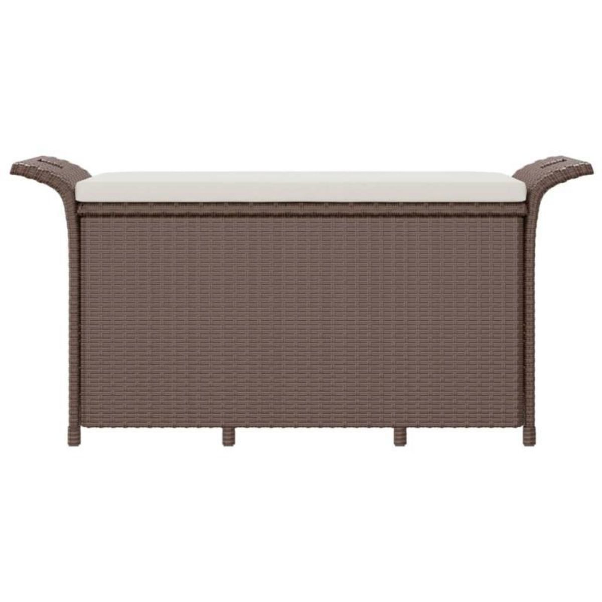 VIDAXL Banc de jardin avec coussin marron 116x46x57 cm résine tressée
