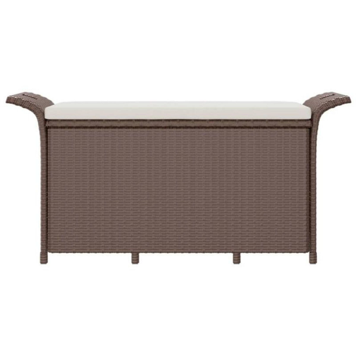 VIDAXL Banc de jardin avec coussin marron 116x46x57 cm résine tressée