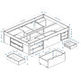 Voir la diapositive 5 : IDIMEX Lit fonctionnel SABRINA lit double pour enfant ou adulte en pin massif blanc, avec 2 tables de chevet et 4 tiroirs de rangements