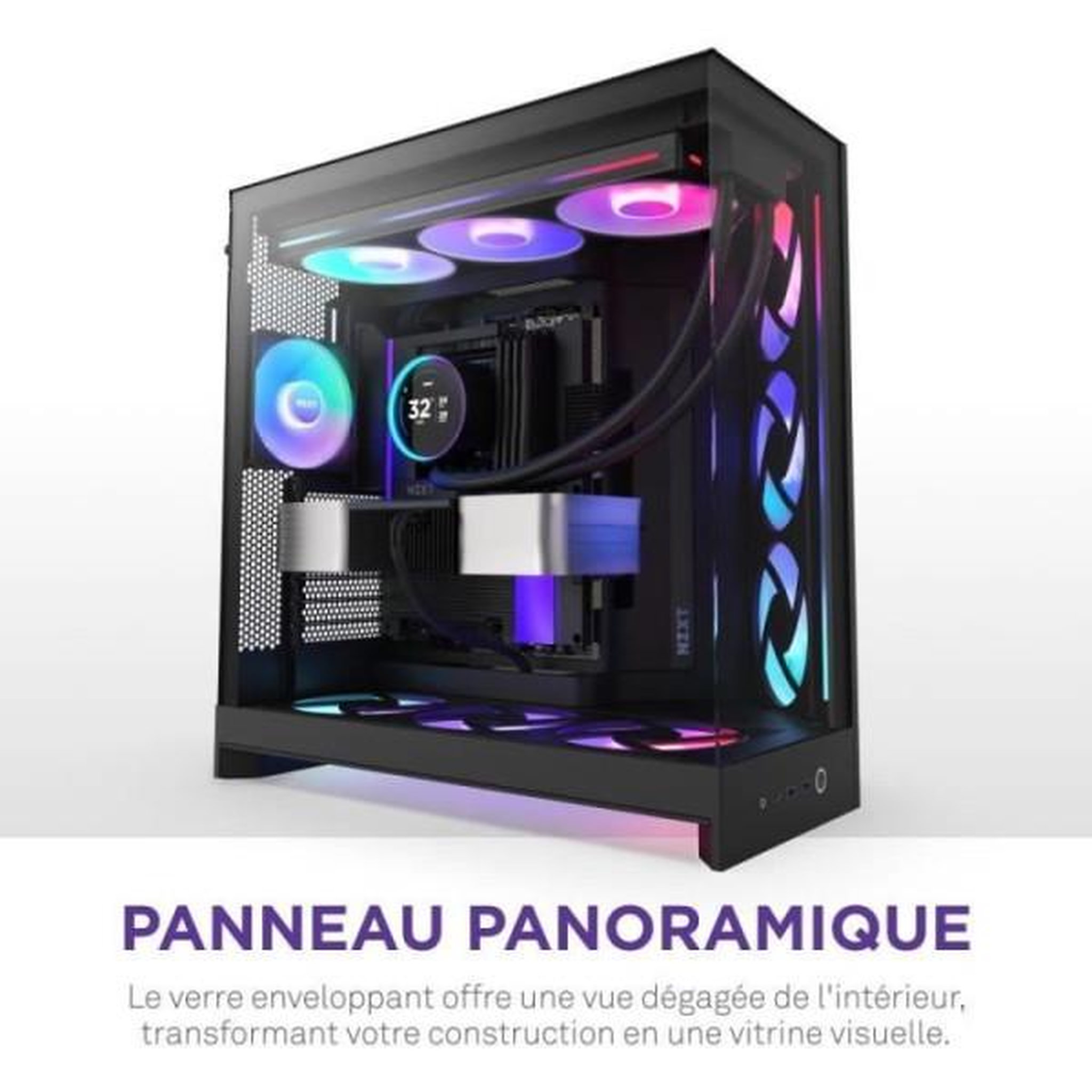 Voir la diapositive 6 : NZXT Boitier moyen-tour NZXT - CM-H92FB-P1 - H9 Flow RGB+ - Double chambre - 3 ventilateurs RGB - Noir