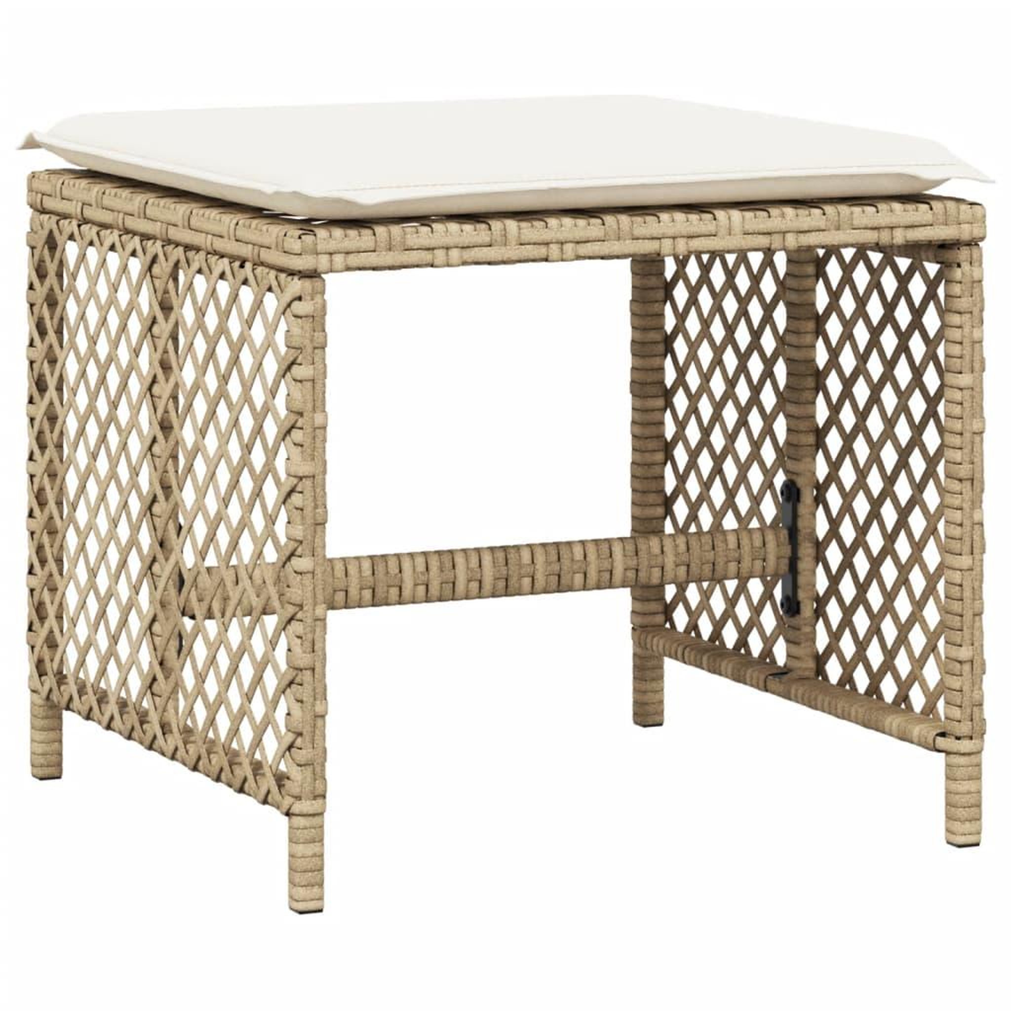 Voir la diapositive 4 : VIDAXL Tabourets de jardin et coussins lot de 4 beige 41x41x36cm rotin