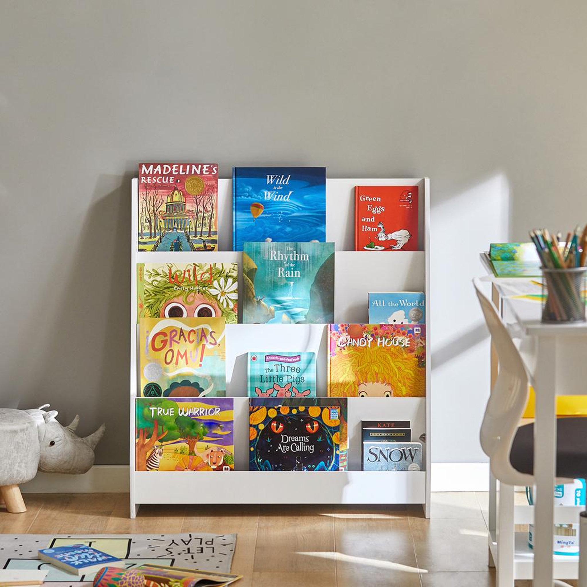 Voir la diapositive 2 : SOBUY SoBuy - Bibliothèque Enfant à 4 étagères - Nordique - KMB32