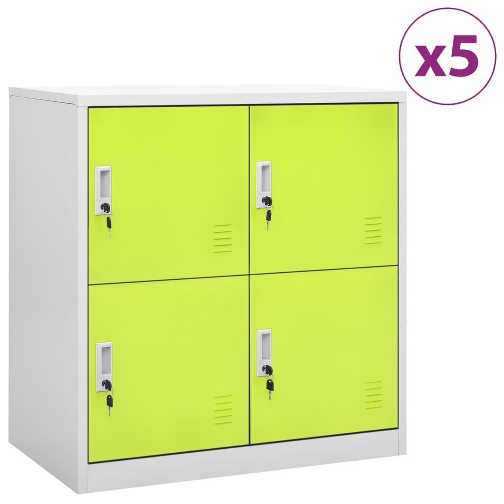 VIDAXL Armoires a casiers 5 pcs Gris clair et vert 90x45x92,5 cm Acier