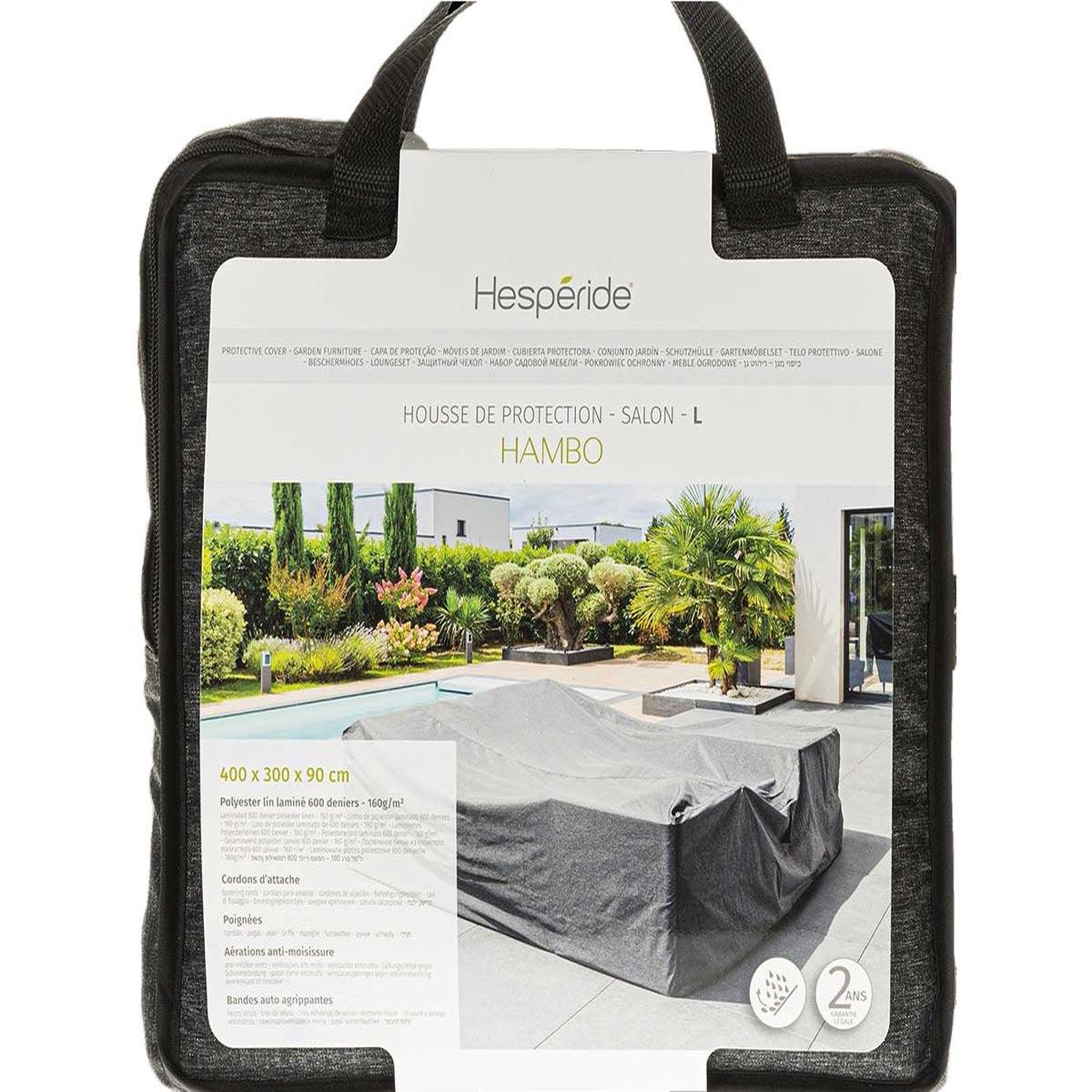 Voir la diapositive 2 : HESPERIDE Housse pour salon de jardin hambo l gris - 400 x 300 x 90 cm - hespéride