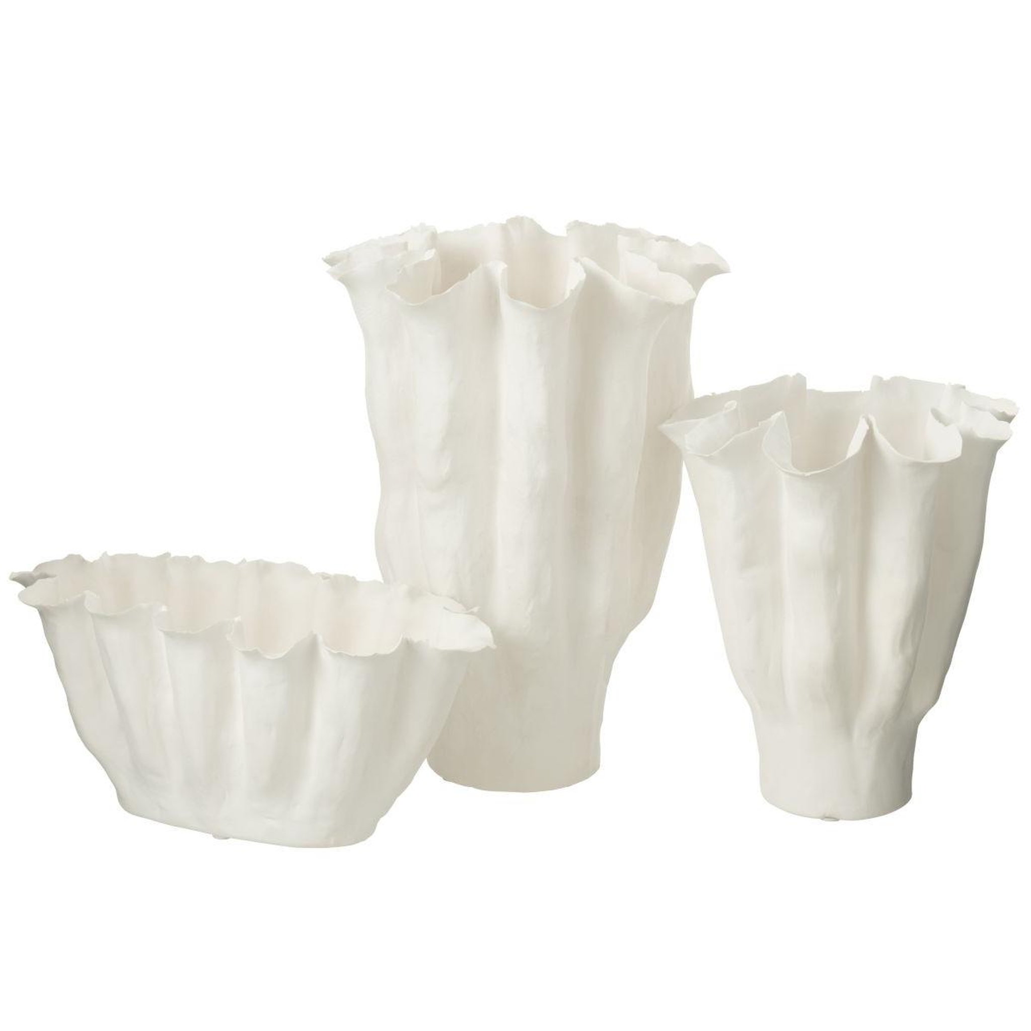 Voir la diapositive 2 : J-LINE Vase déco en céramique  calyx  42cm blanc