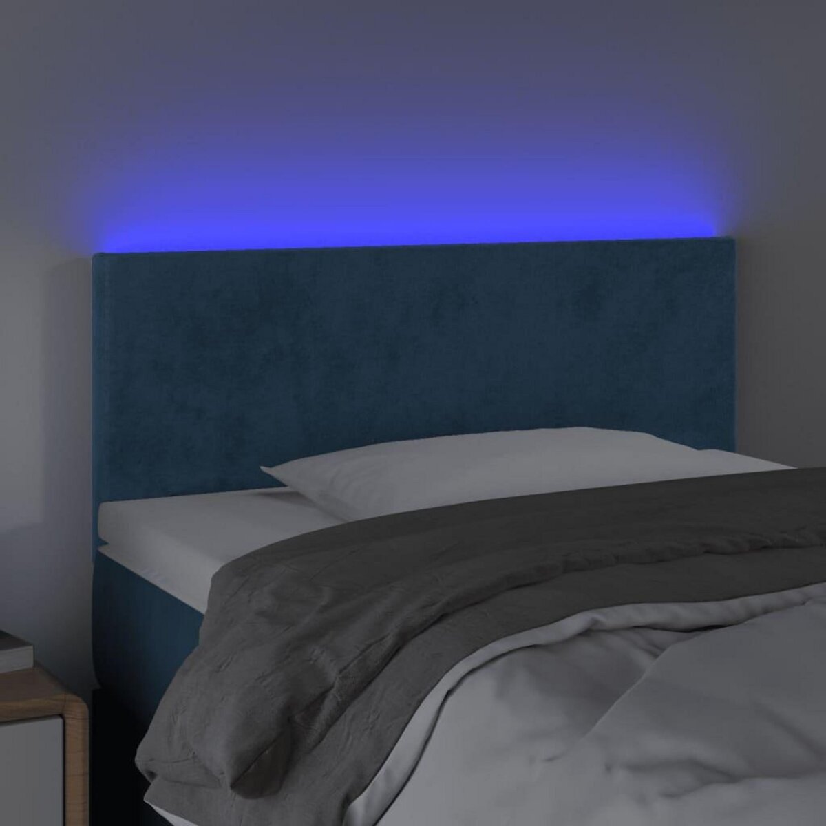 VIDAXL Tete de lit a LED Bleu fonce 90x5x78/88 cm Velours