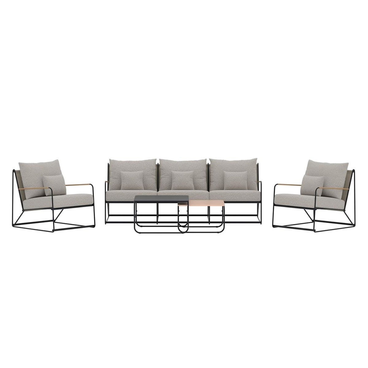Paris Prix Salon de Jardin 5 Places  Palazzo  209cm Beige & Noir