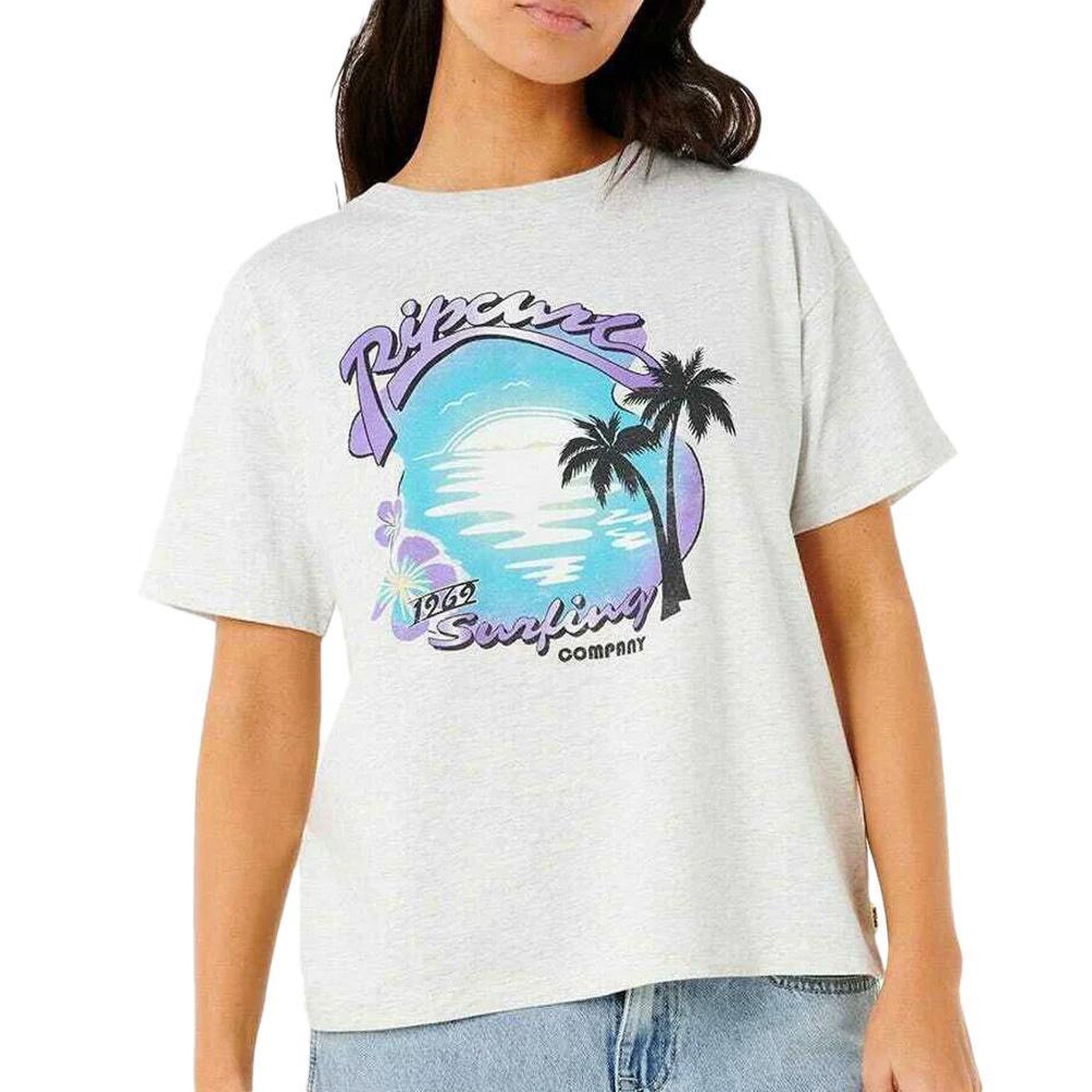 Rip Curl T-Shirt Gris Chiné Femme Rip Curl Neon Isles. Coloris disponibles : Gris