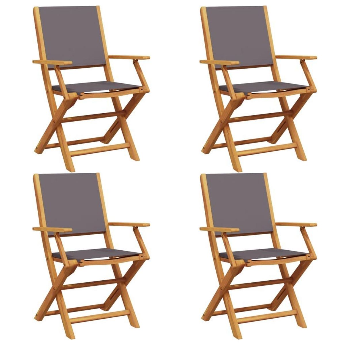 VIDAXL Chaises de jardin pliantes lot de 4 tissu et bois massif