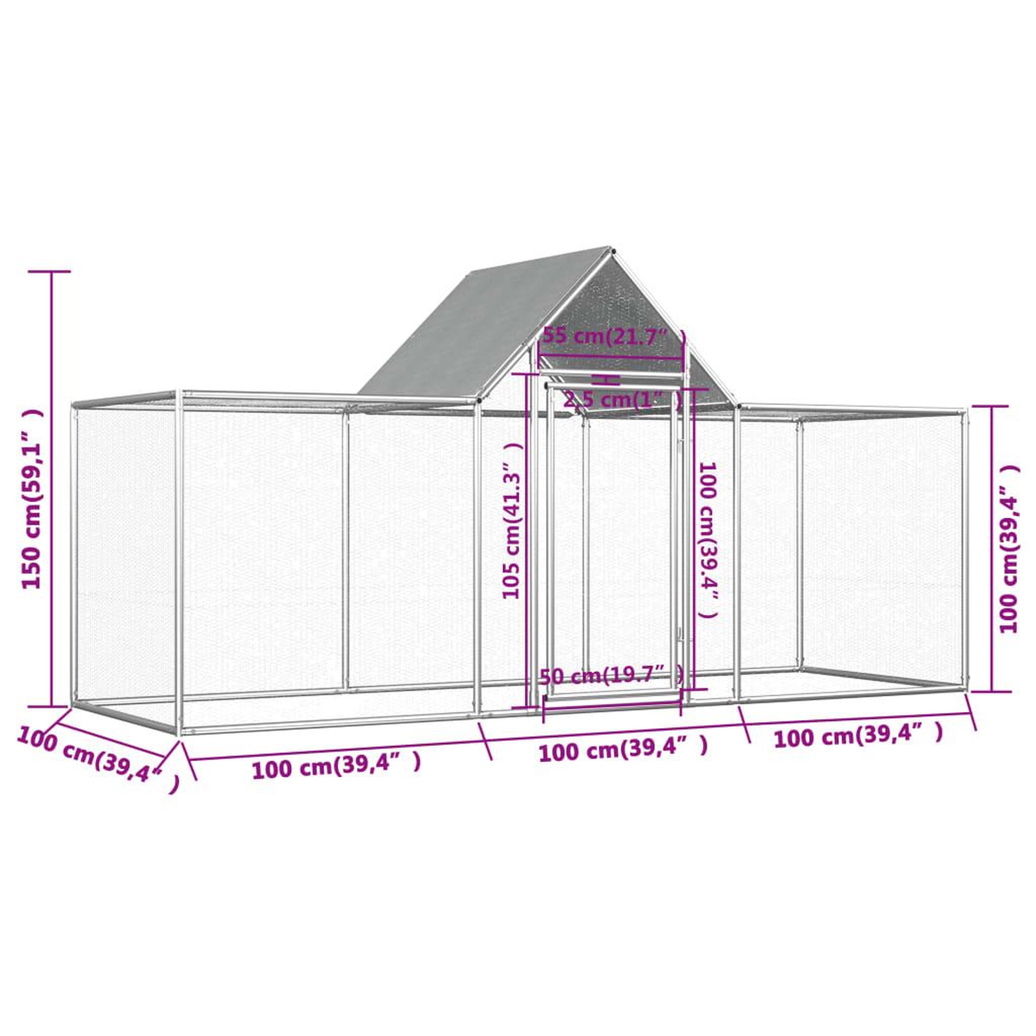 Voir la diapositive 6 : VIDAXL Poulailler 3 x 1 x 1,5 m Acier galvanise