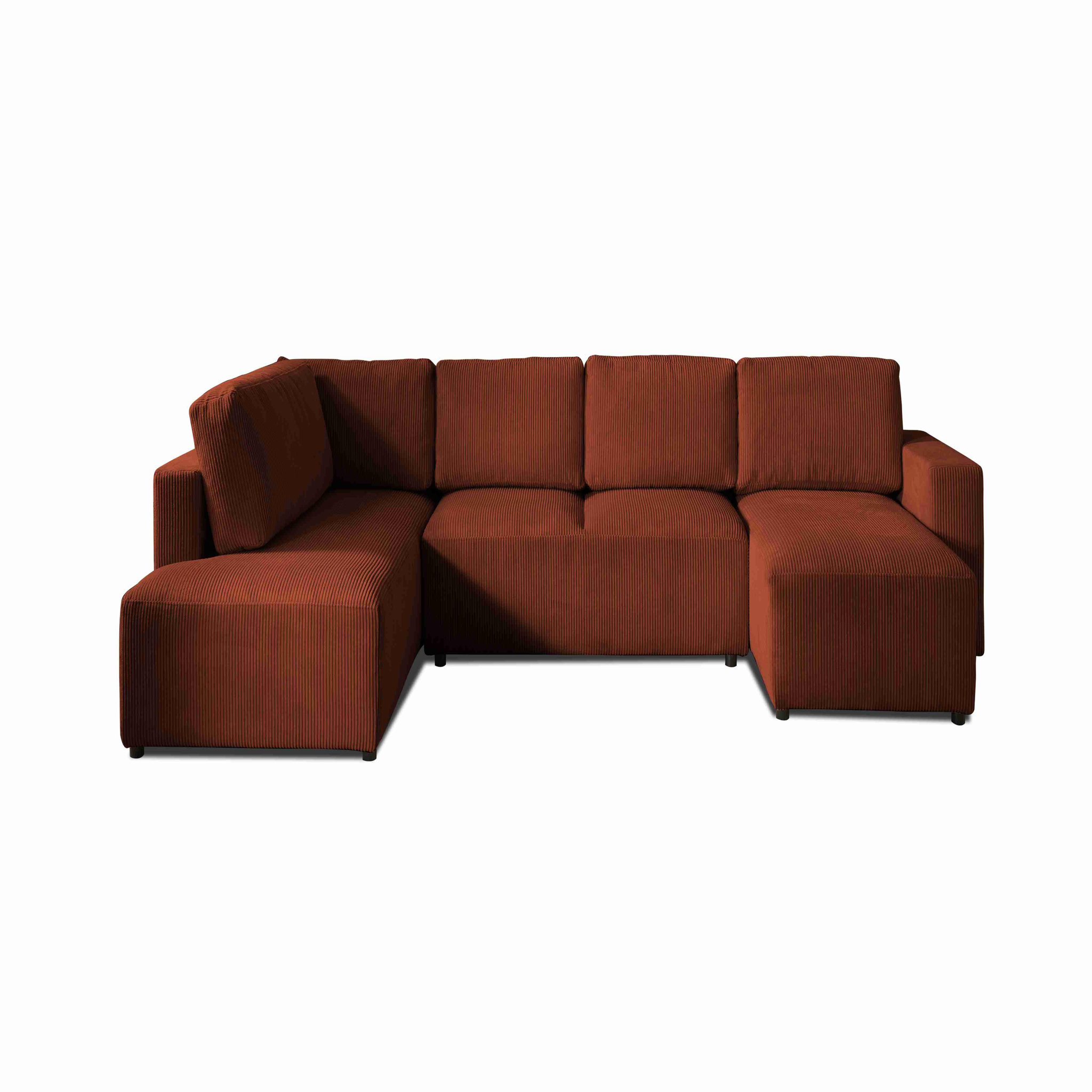Voir la diapositive 1 : LISA DESIGN Livy - canapé panoramique convertible - avec coffre - en velours côtelé - 7 places - gauche
