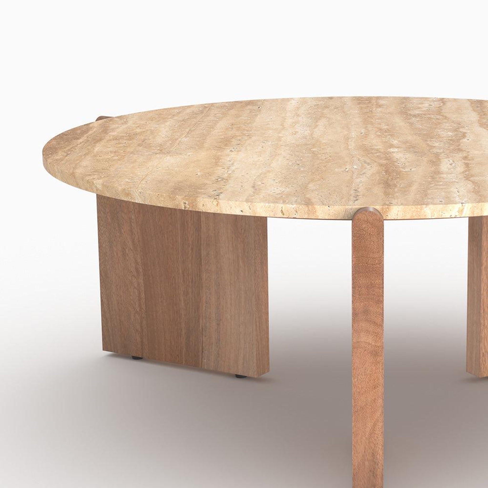 Voir la diapositive 3 : MAISON PAVANE Table basse en travertin et bois d85 cm-sierra