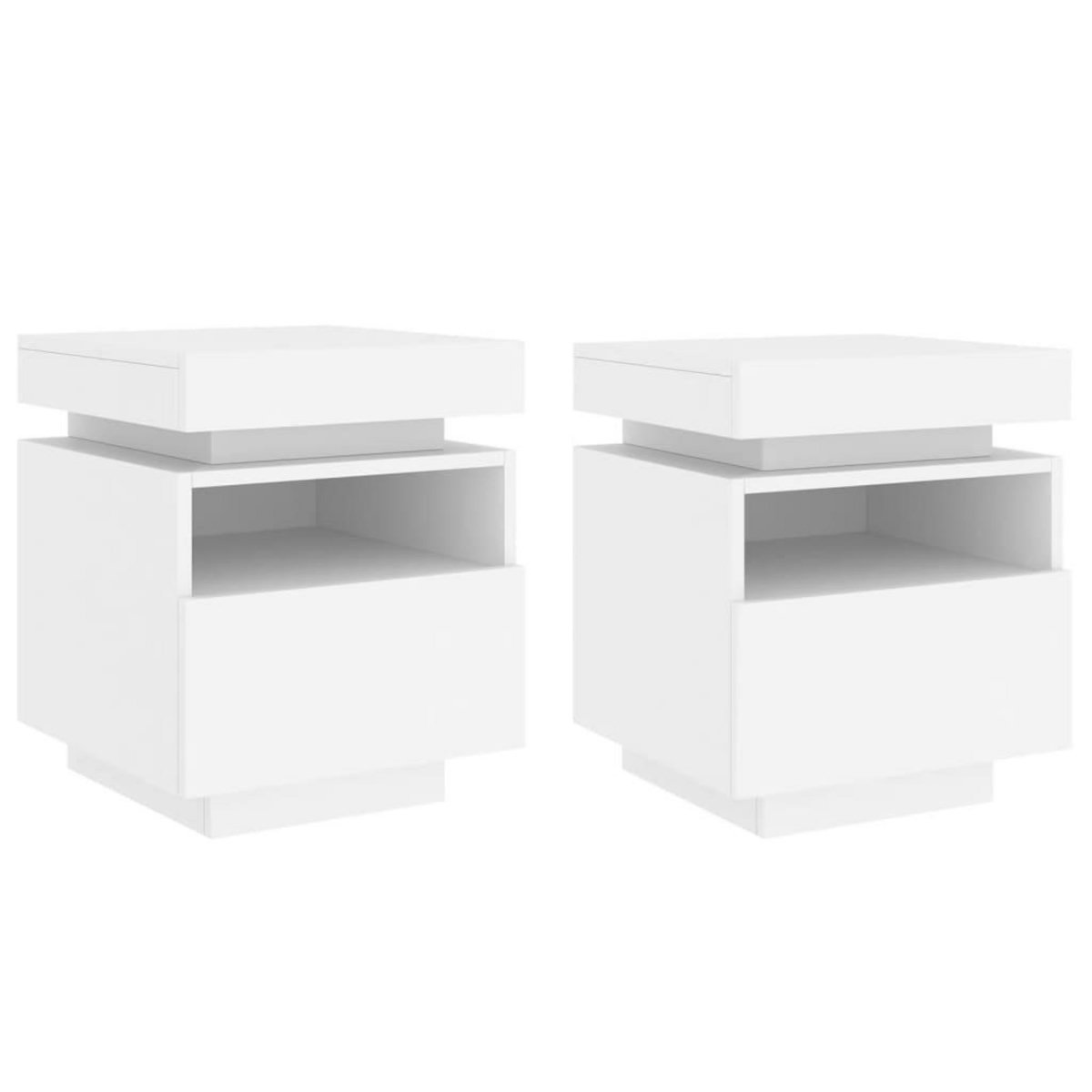 VIDAXL Armoires de chevet avec lumieres LED 2 pcs blanc 40x39x48,5 cm