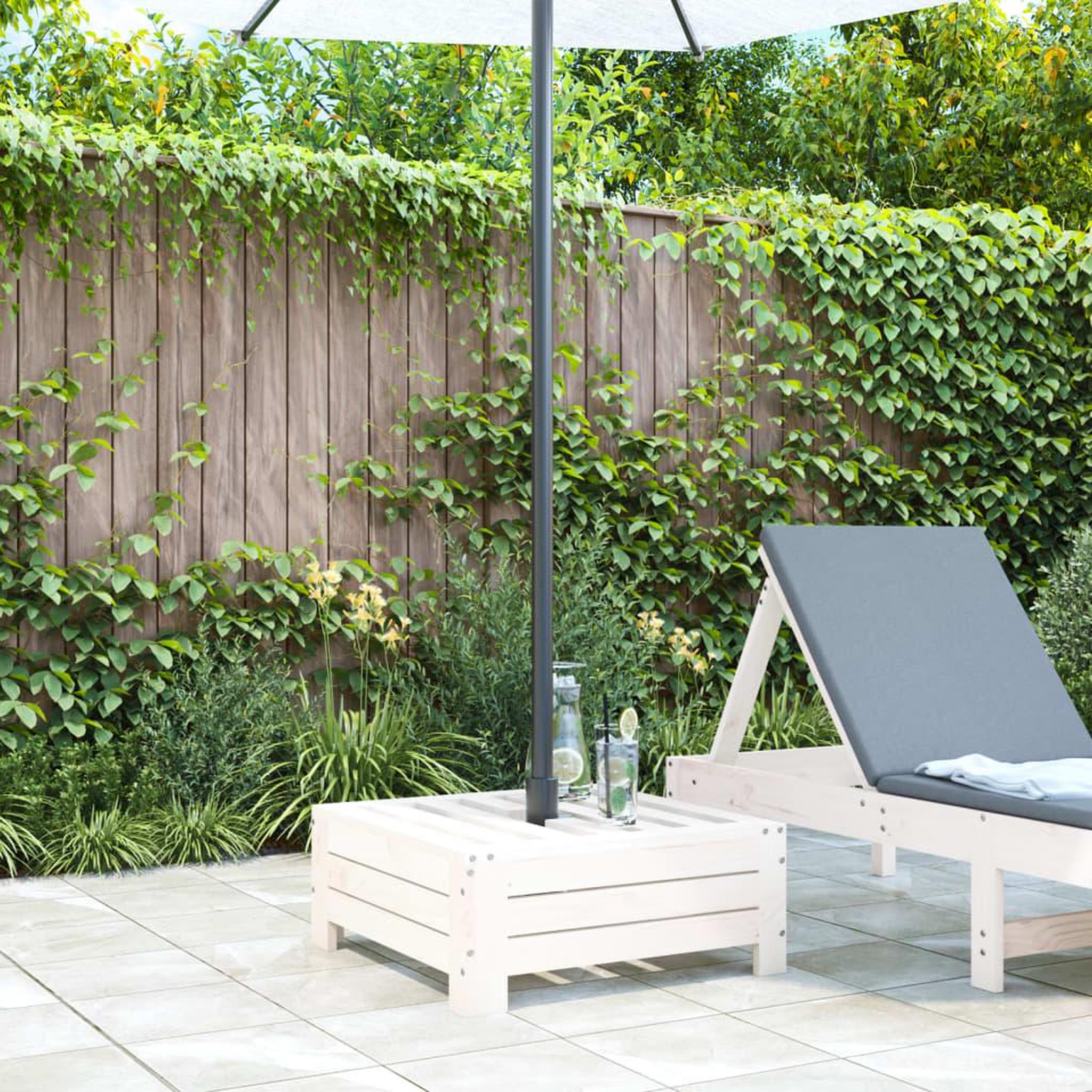Voir la diapositive 3 : VIDAXL Couvercle de base de parasol blanc bois massif de pin