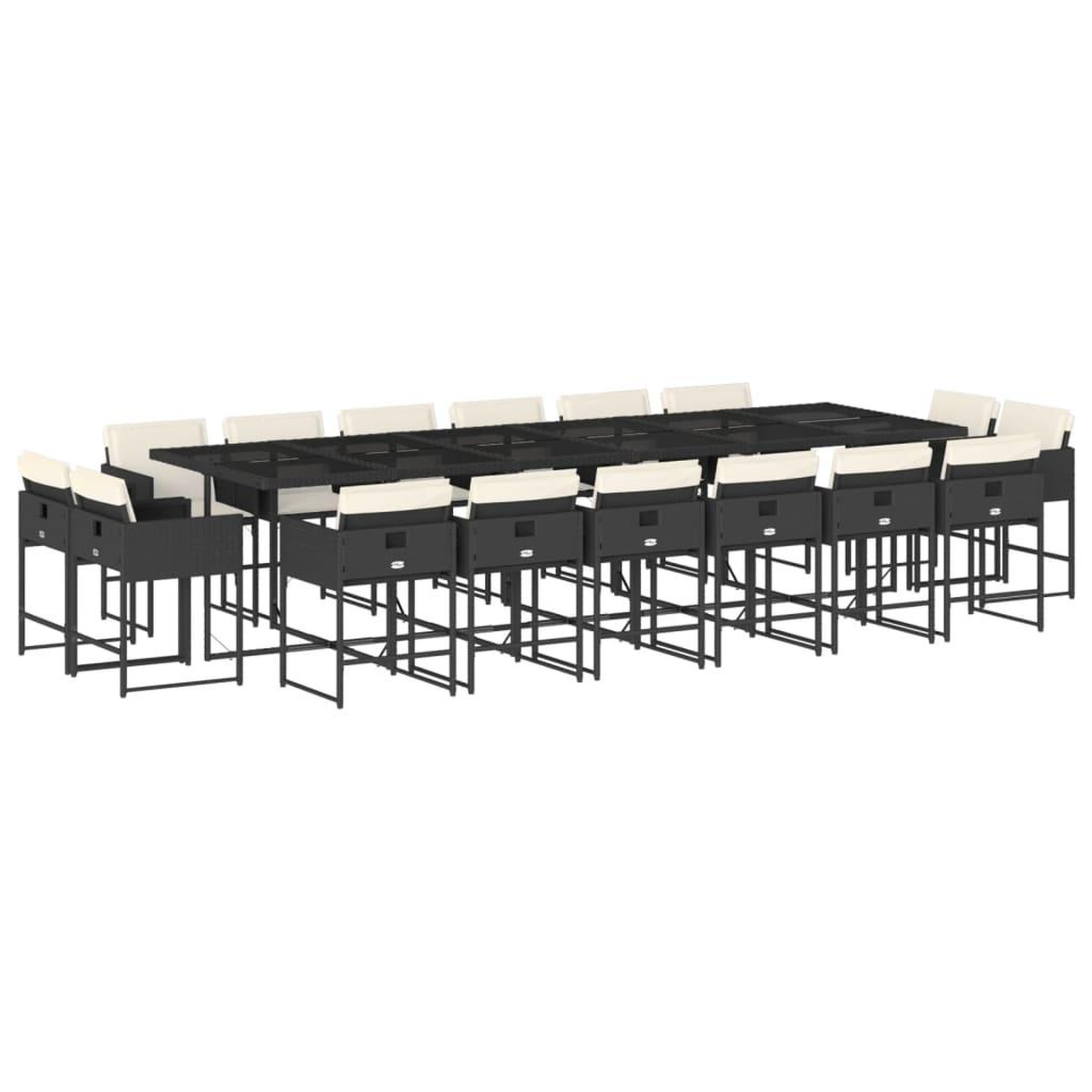 Voir la diapositive 2 : VIDAXL Ensemble a manger de jardin 17 pcs coussins noir resine tressee